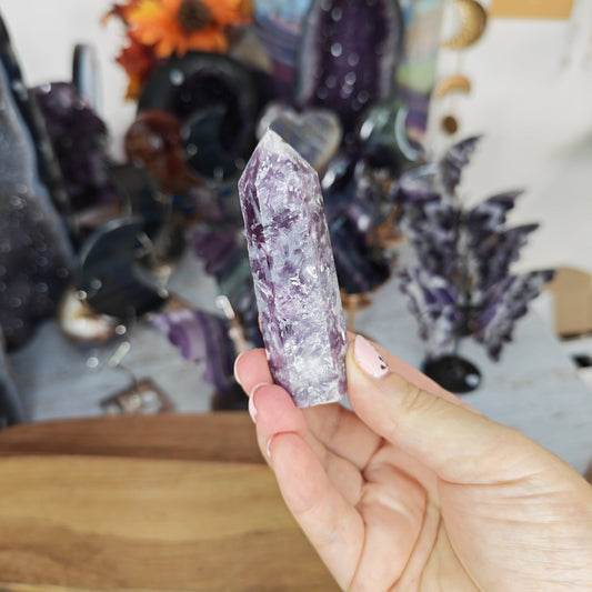 Purple Lepidolite Tower with Silver Flash