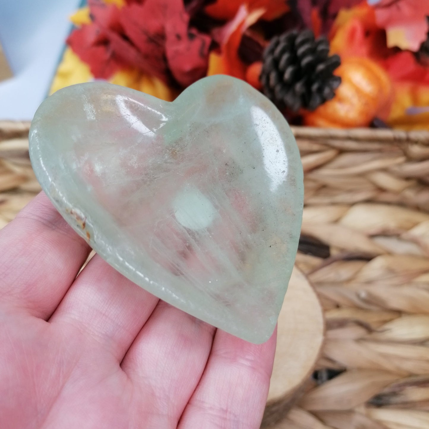 Light Green Fluorite Heart Trinket Dish