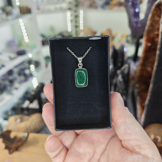 Malachite Sterling Silver Necklace 925s