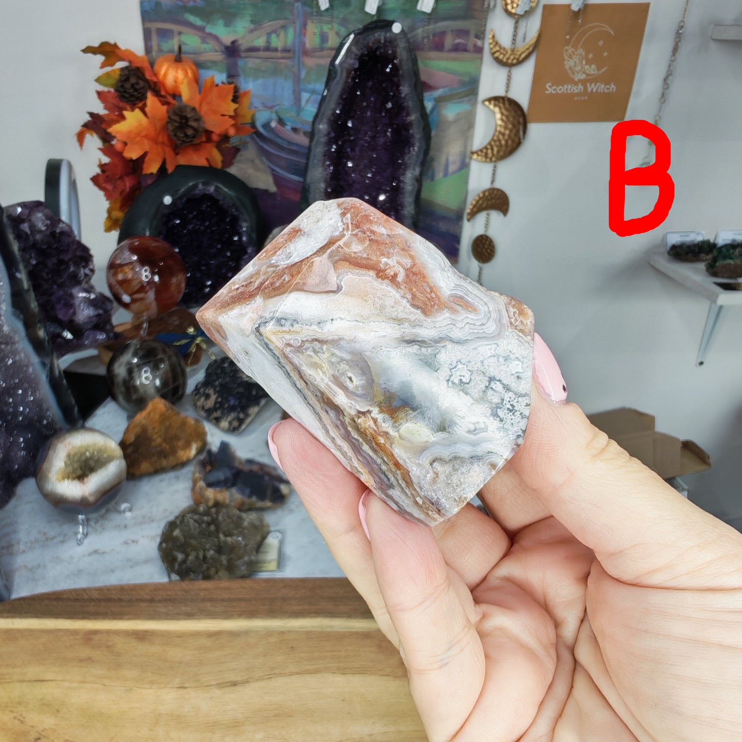 White and pink Mexican Crazy Lace Agate Freeform