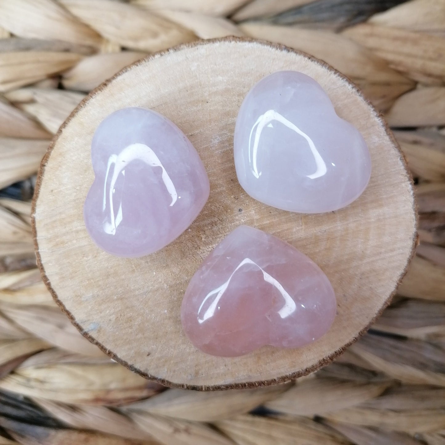 Mini Pink Rose Quartz Heart with white quartz banding