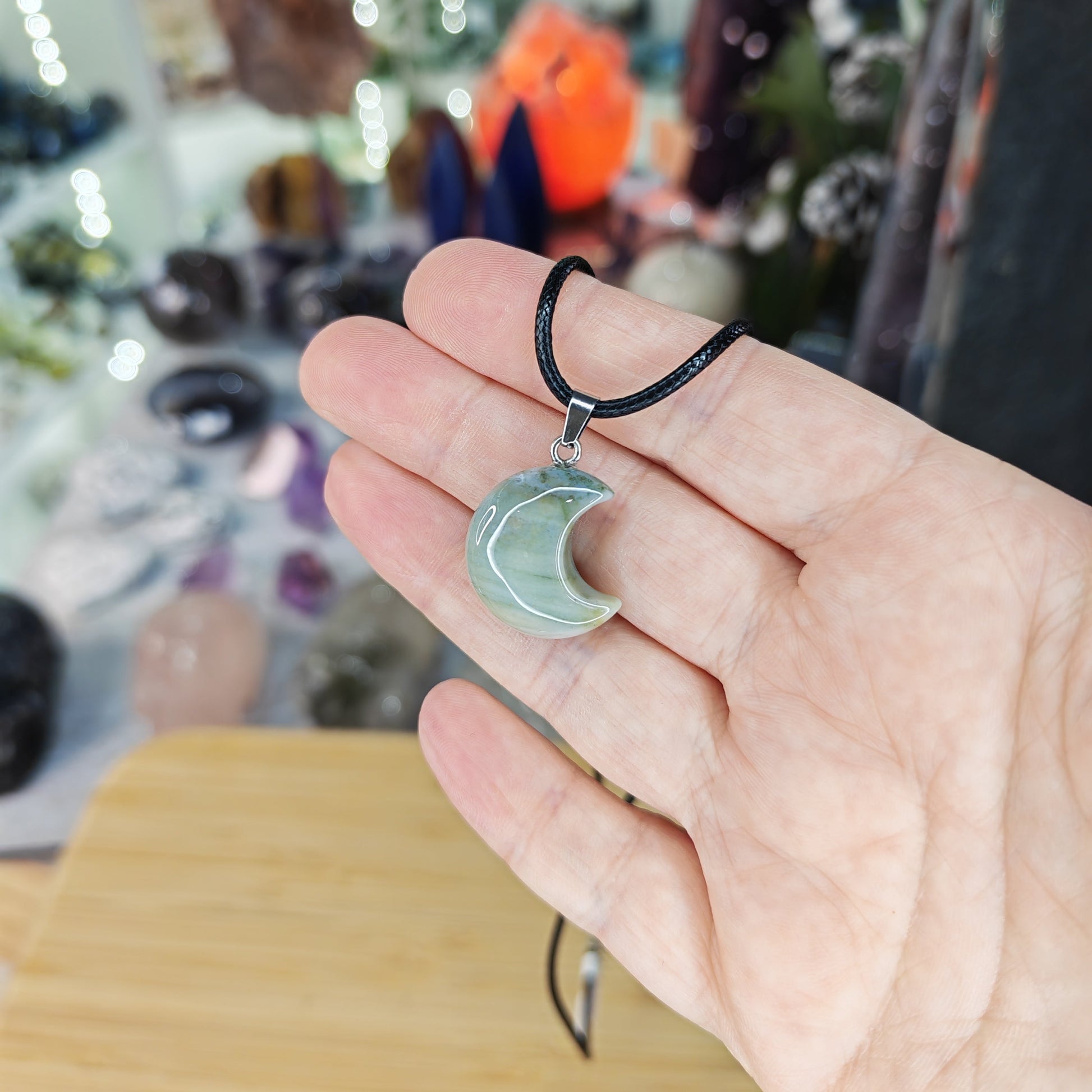 Ocean Jasper Crystal Moon Necklace