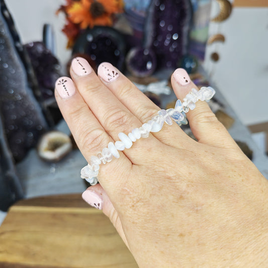 White Opalite Crystal Chip Bracelet