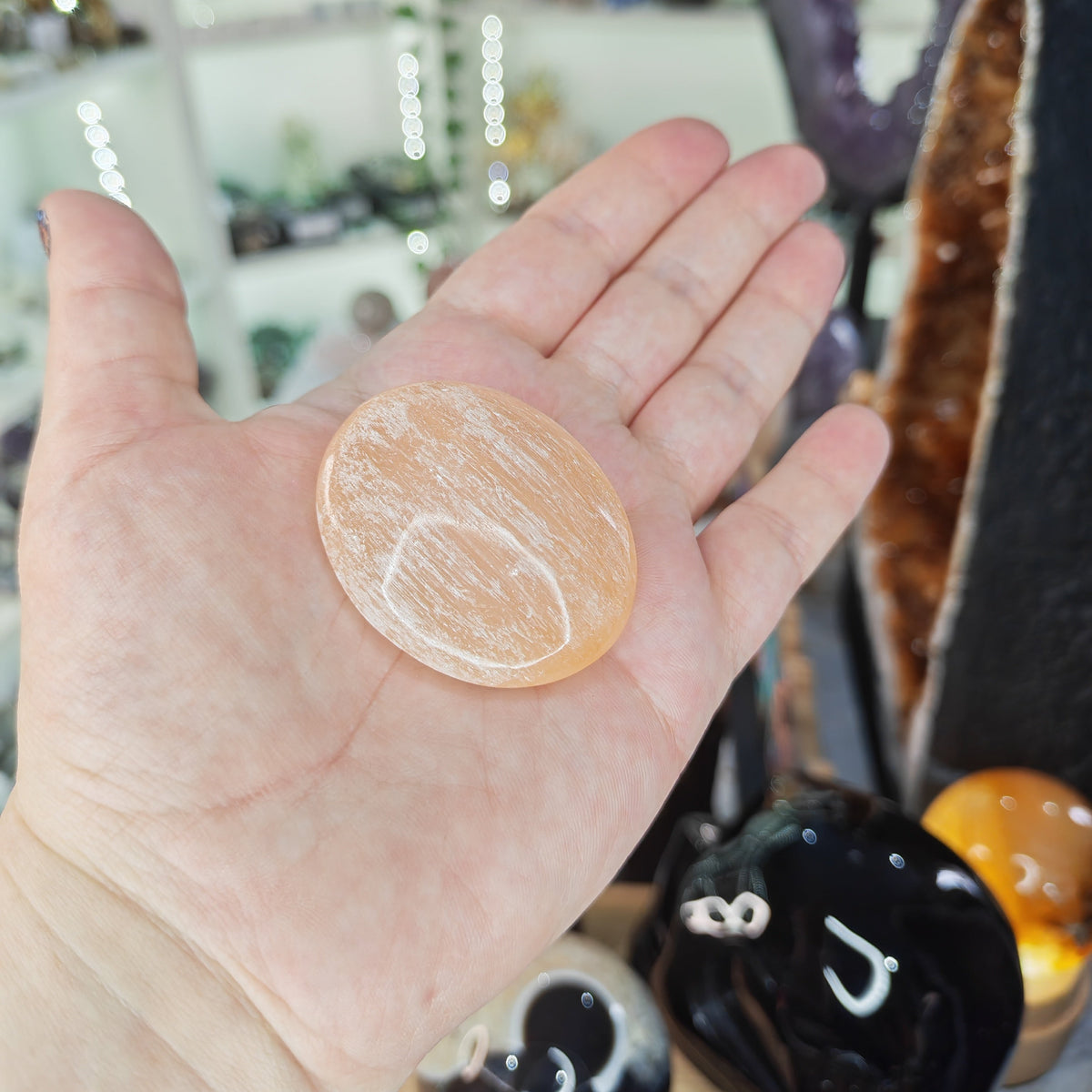 Orange Selenite Palmstone
