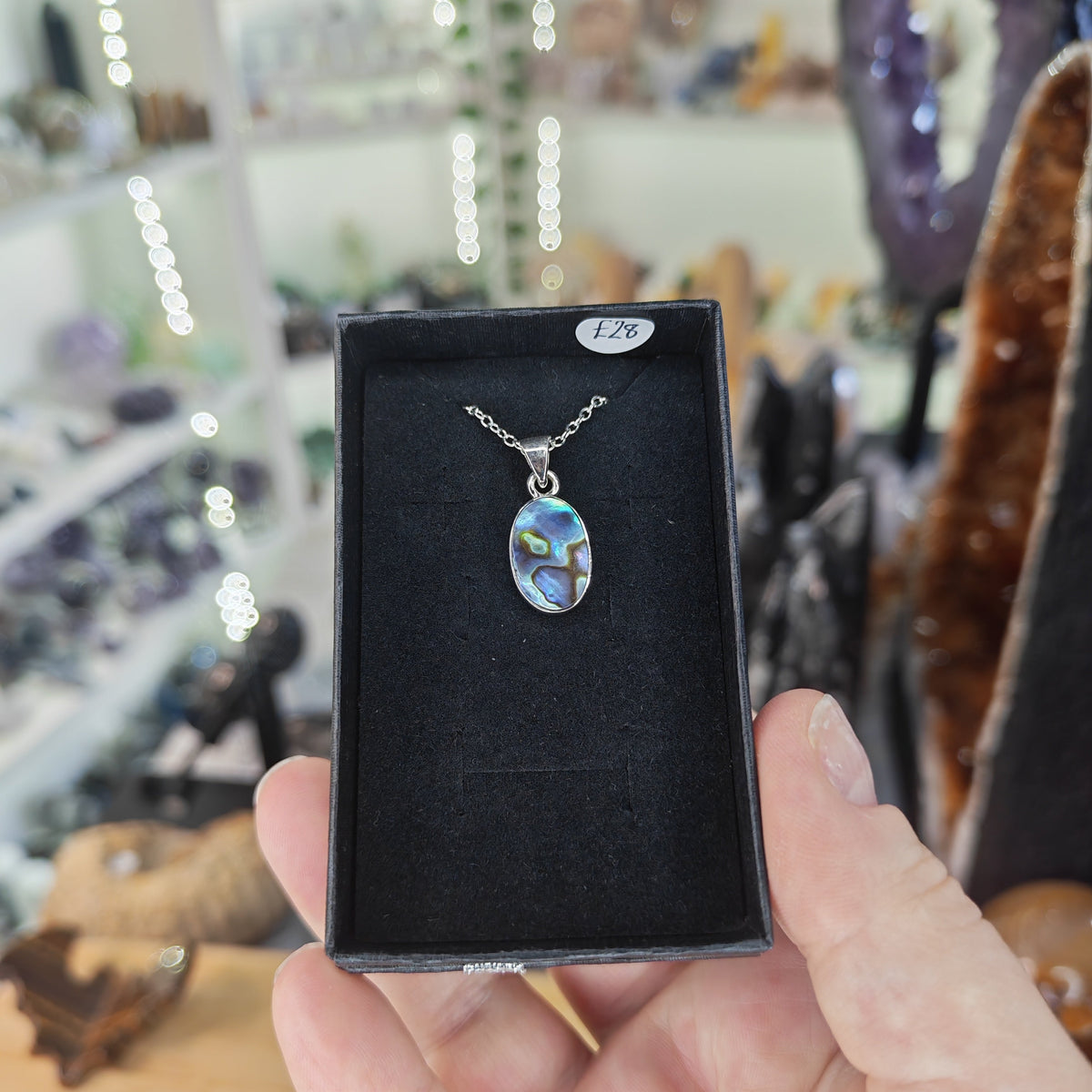 Paua Shell Abalone Sterling Silver Necklace 925s