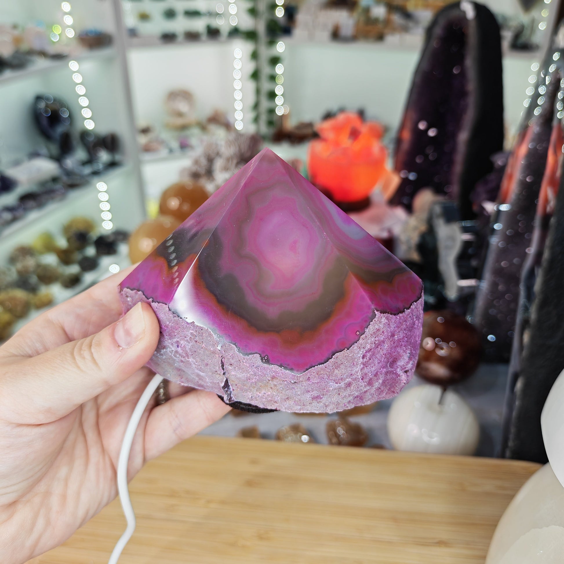 Pink Agate Point Lamp