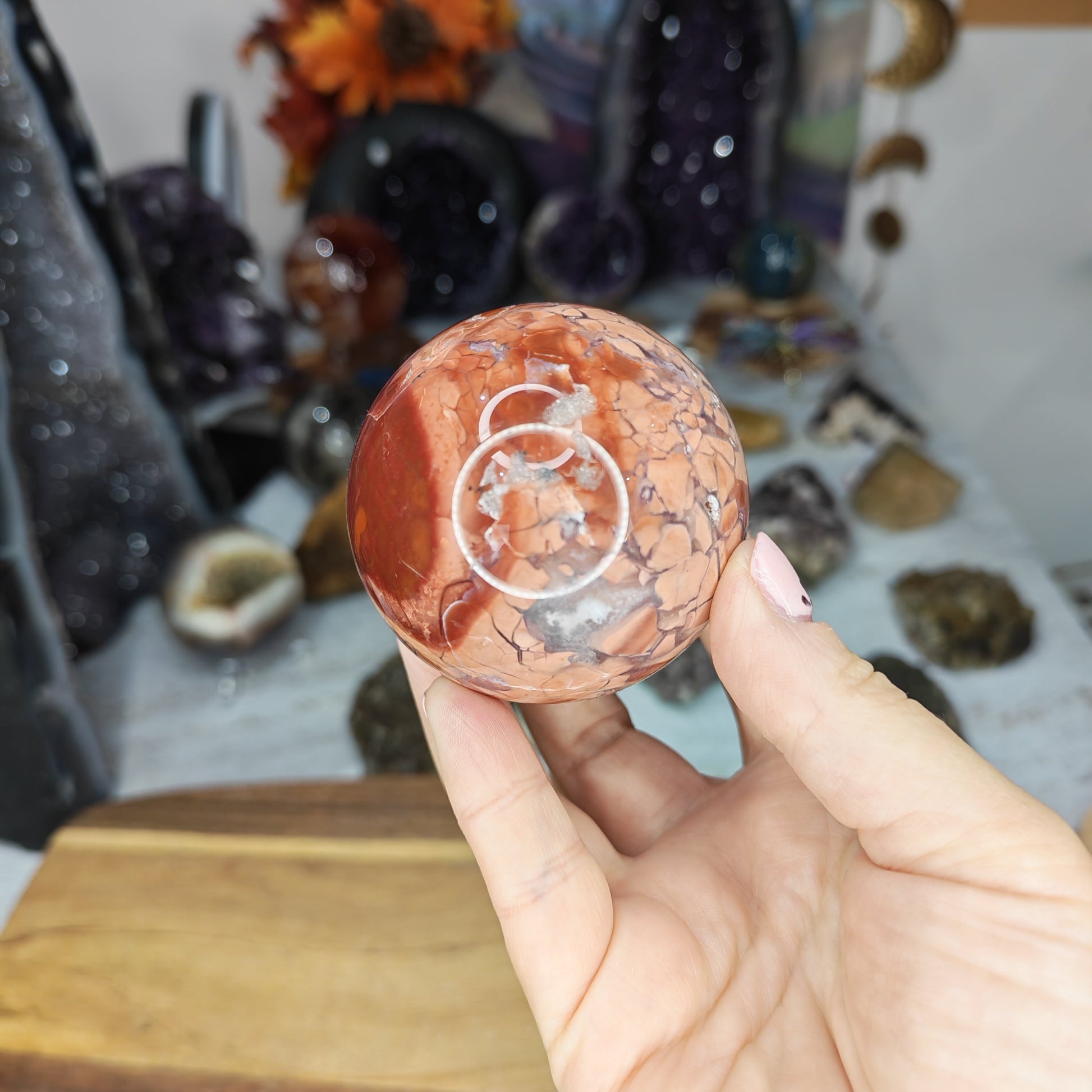Pink Cotton Candy Agate Sphere