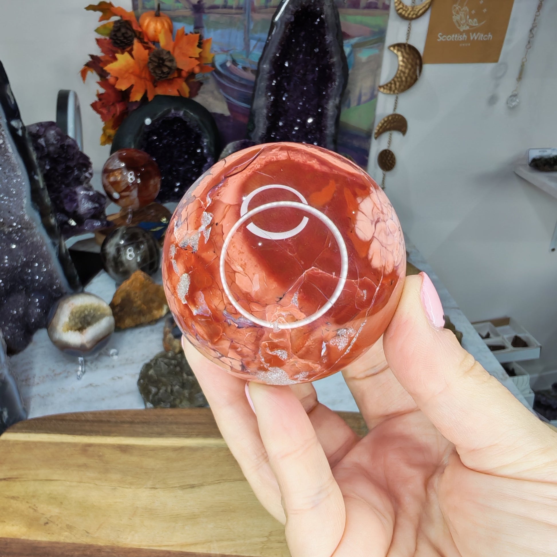 Pink Plume Agate Sphere