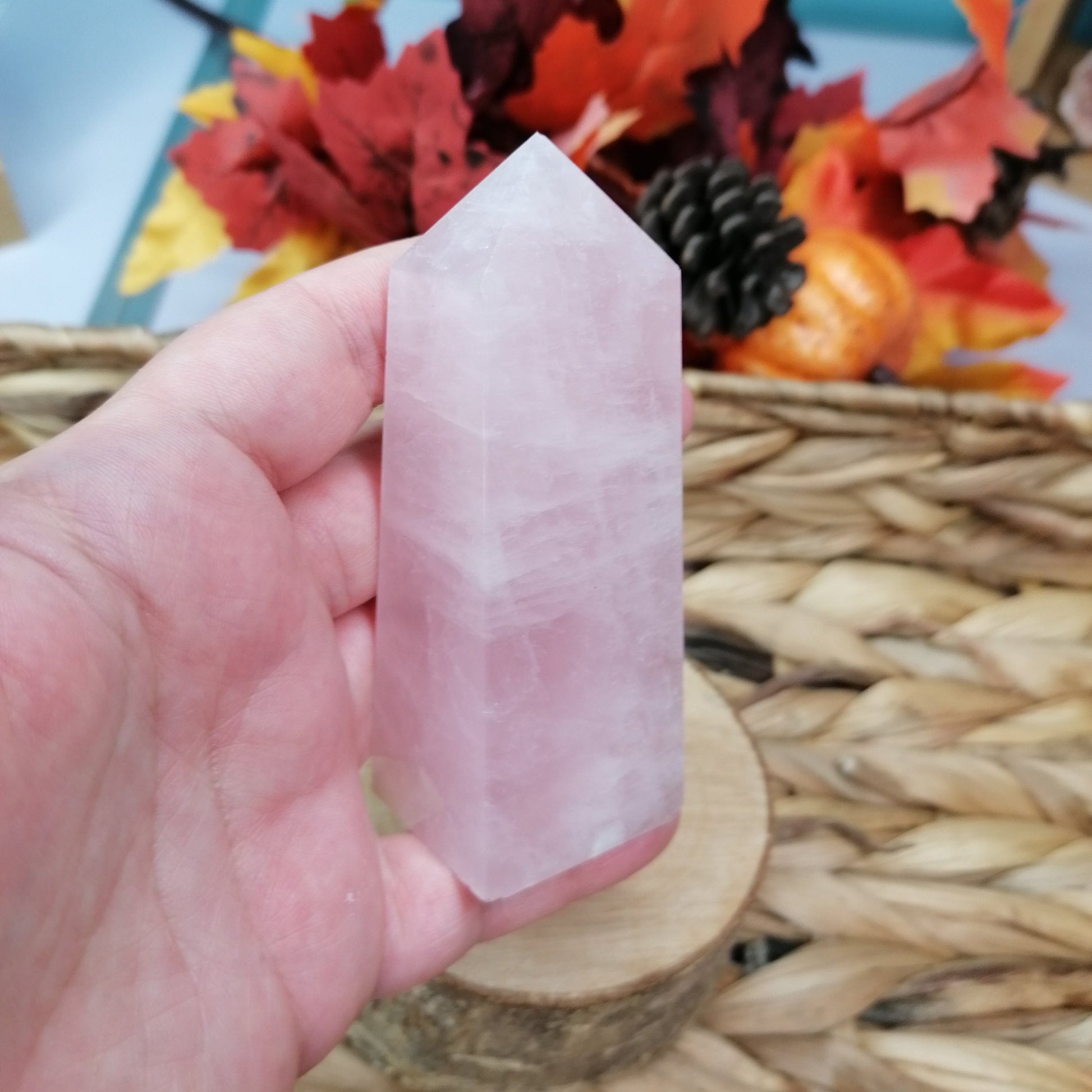 Pink Rose Quartz Crystal Obelisk Tower