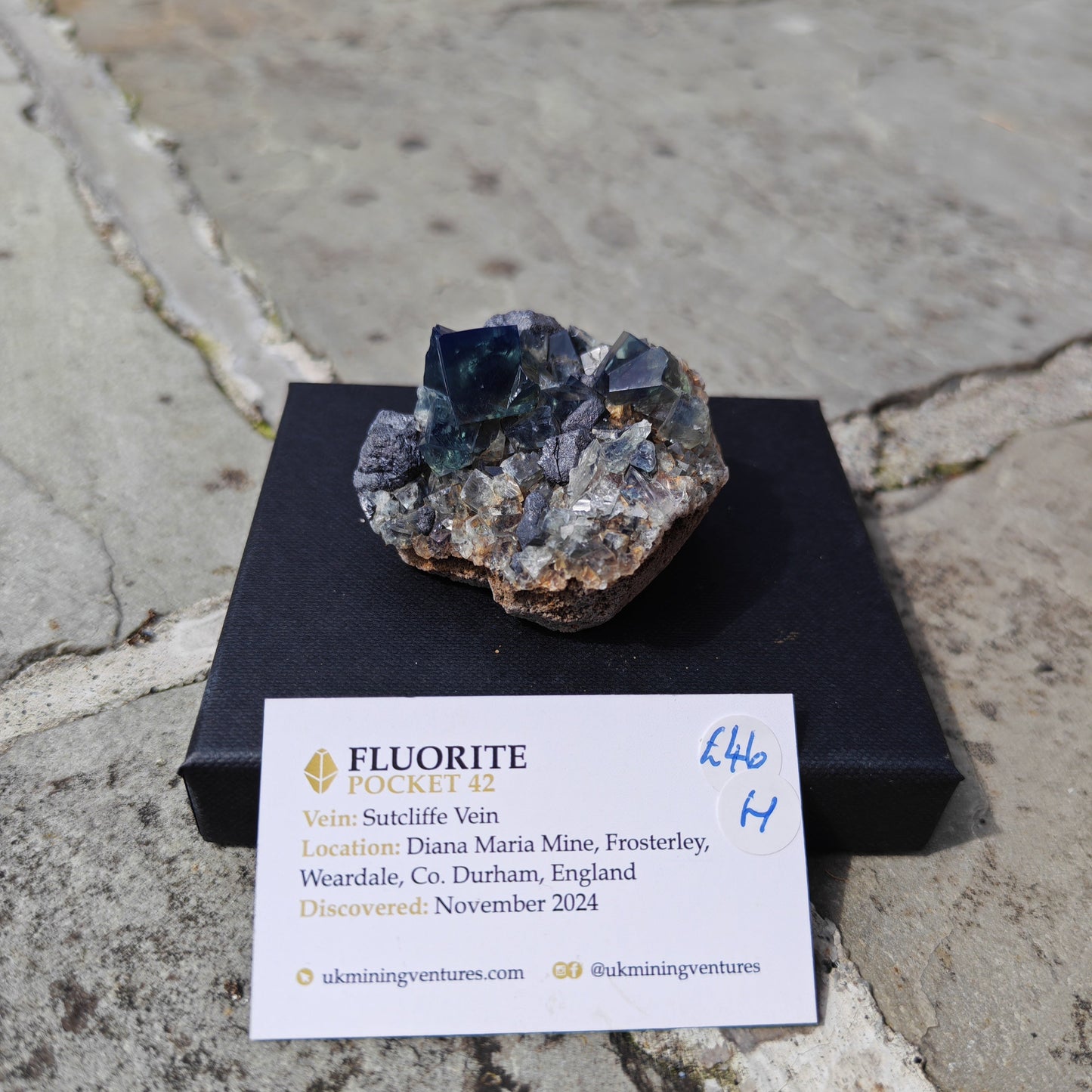 Pocket 42 Green Blue Fluorite specimen with UV colour change
