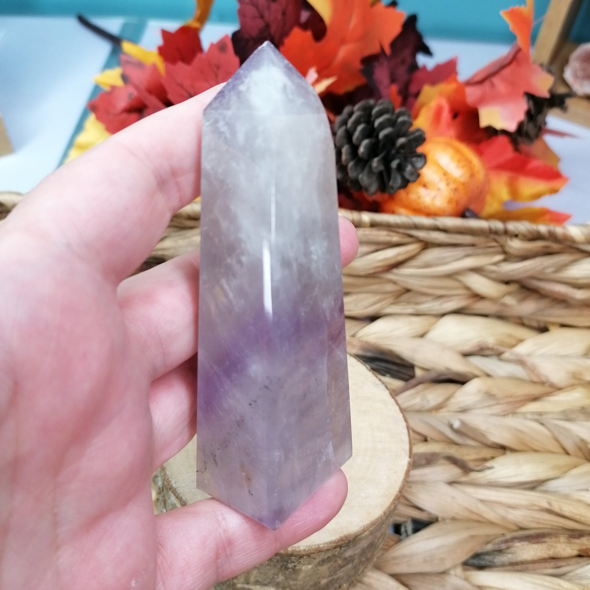 Purple and White Aura Amethyst Tower