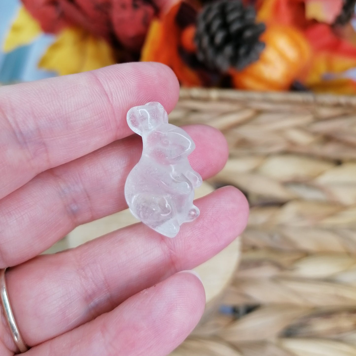 Clear white quartz rabbit crystal animal