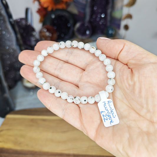 Rainbow Moonstone 6mm Bead Bracelet High Grade