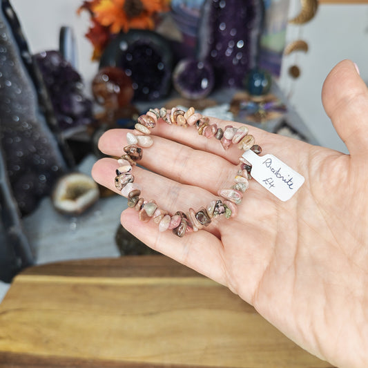 Pink Rhodonite Chip Bracelet