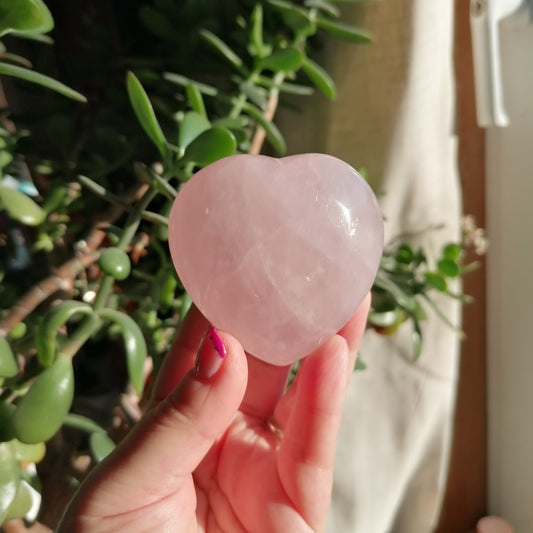 medium size pink rose quartz heart