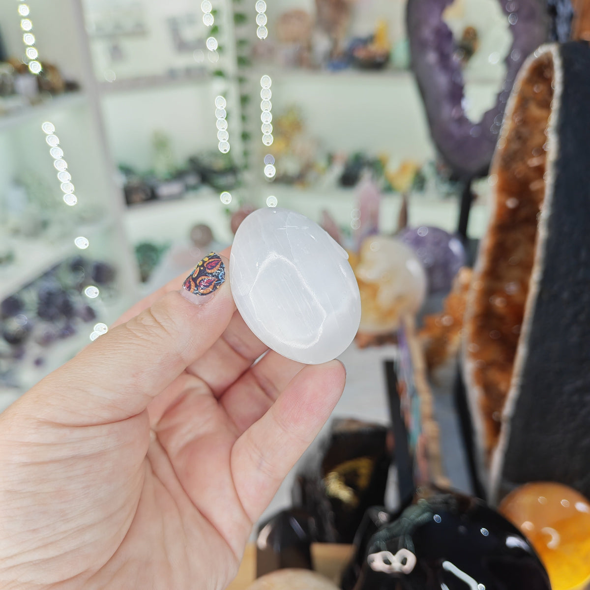 Selenite Palm Stone
