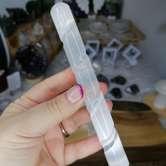 White Selenite Spiral Wand