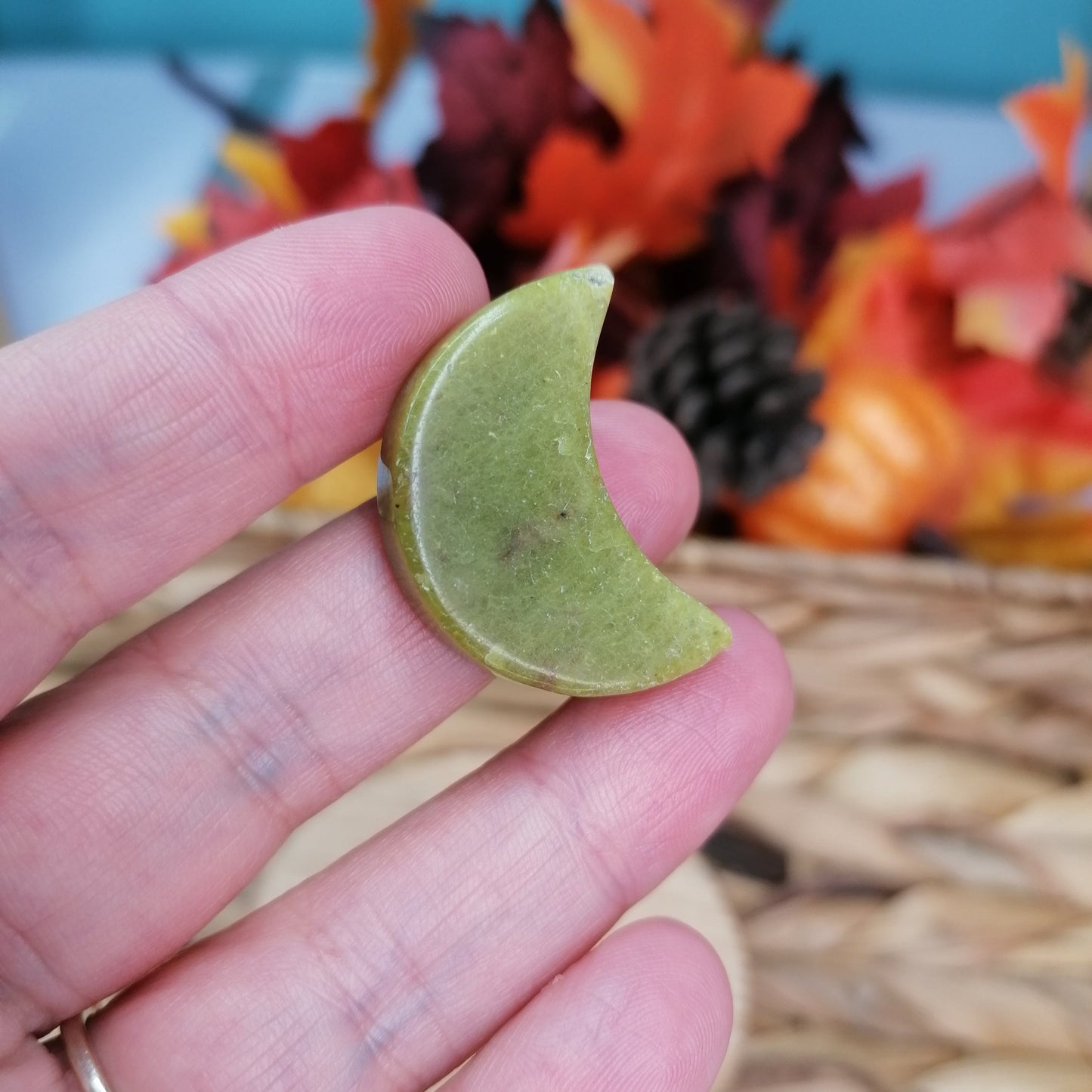 Green Serpentine Crystal Moon