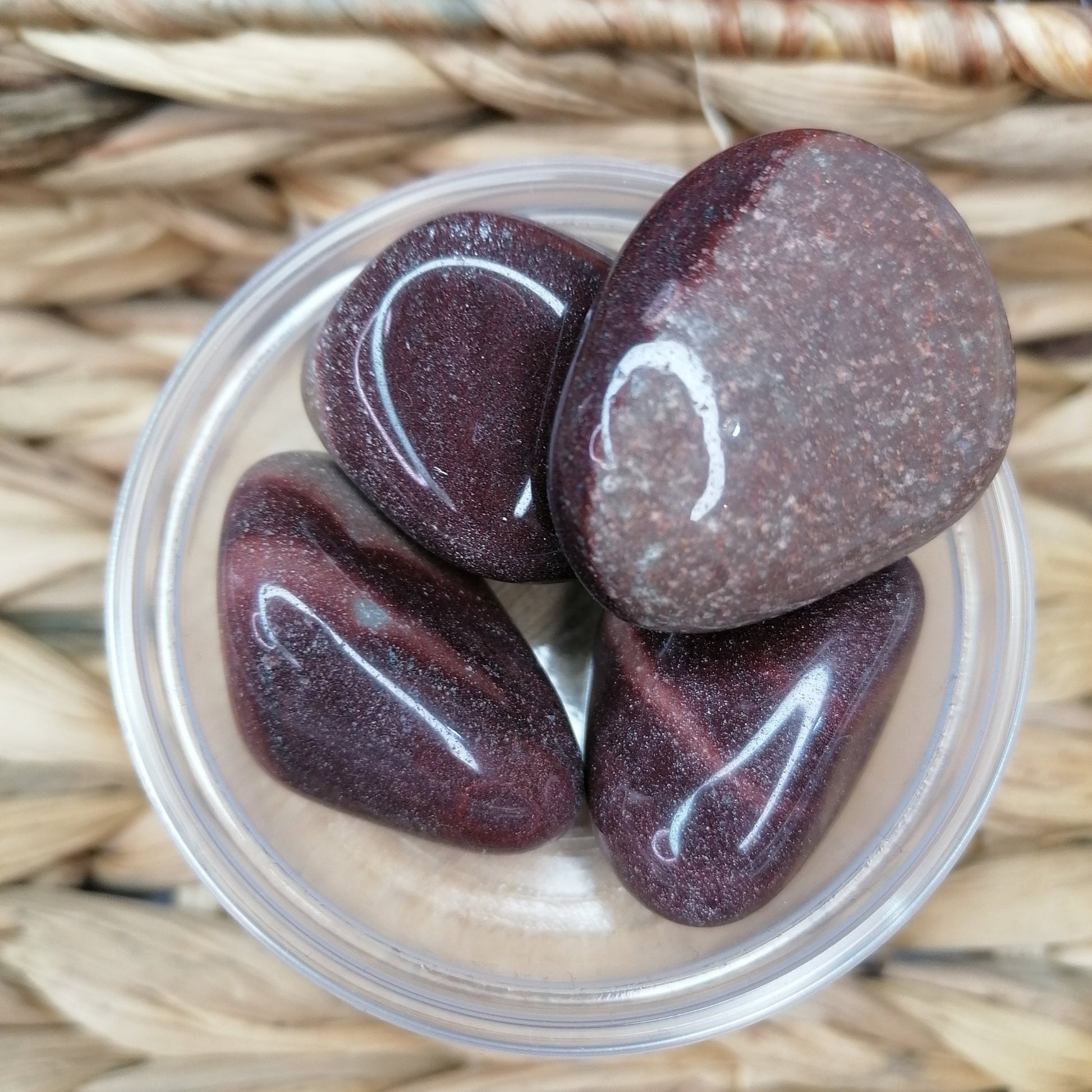 Dark red, brown and grey shiva stone tumble stones