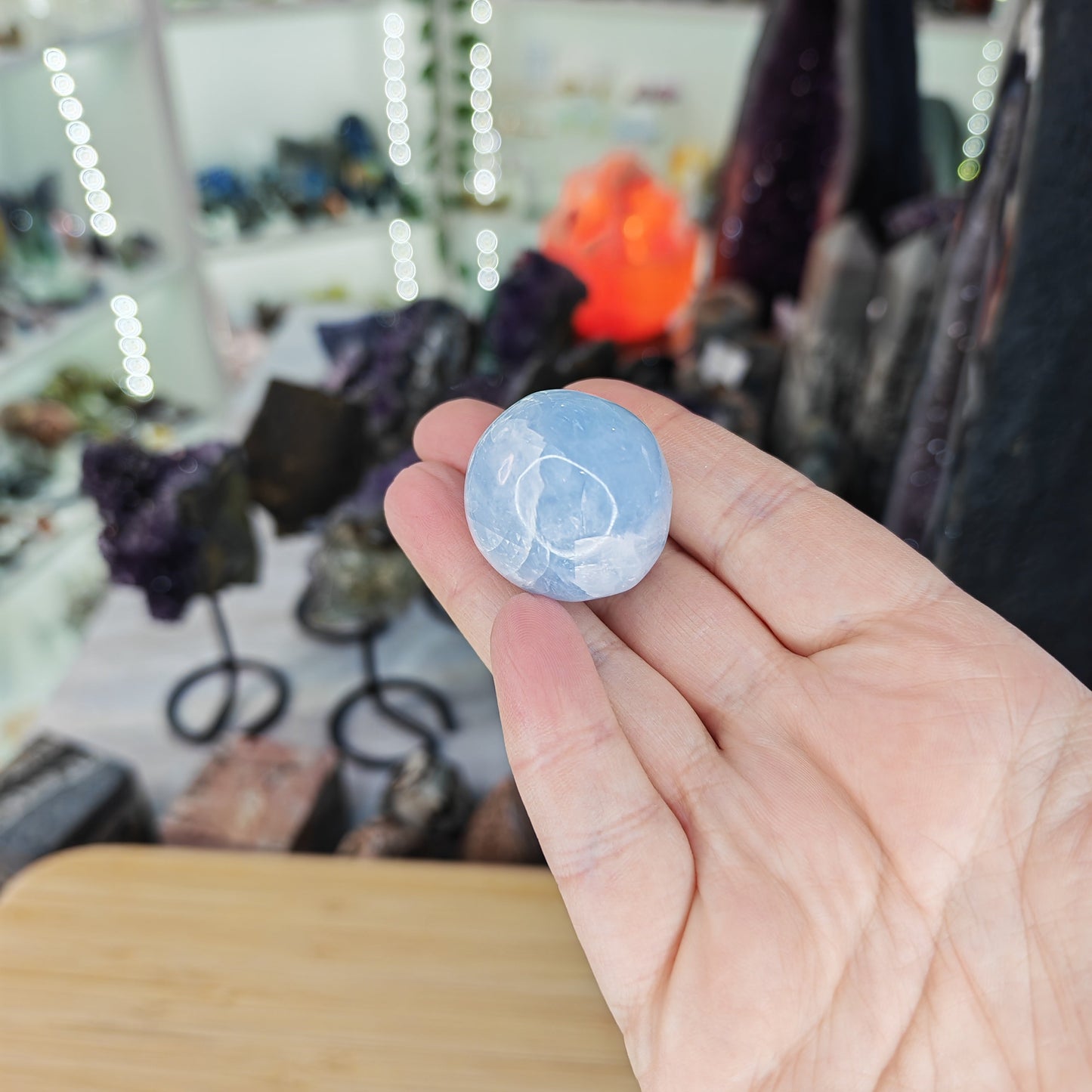 Small Blue Calcite Tumble Sphere