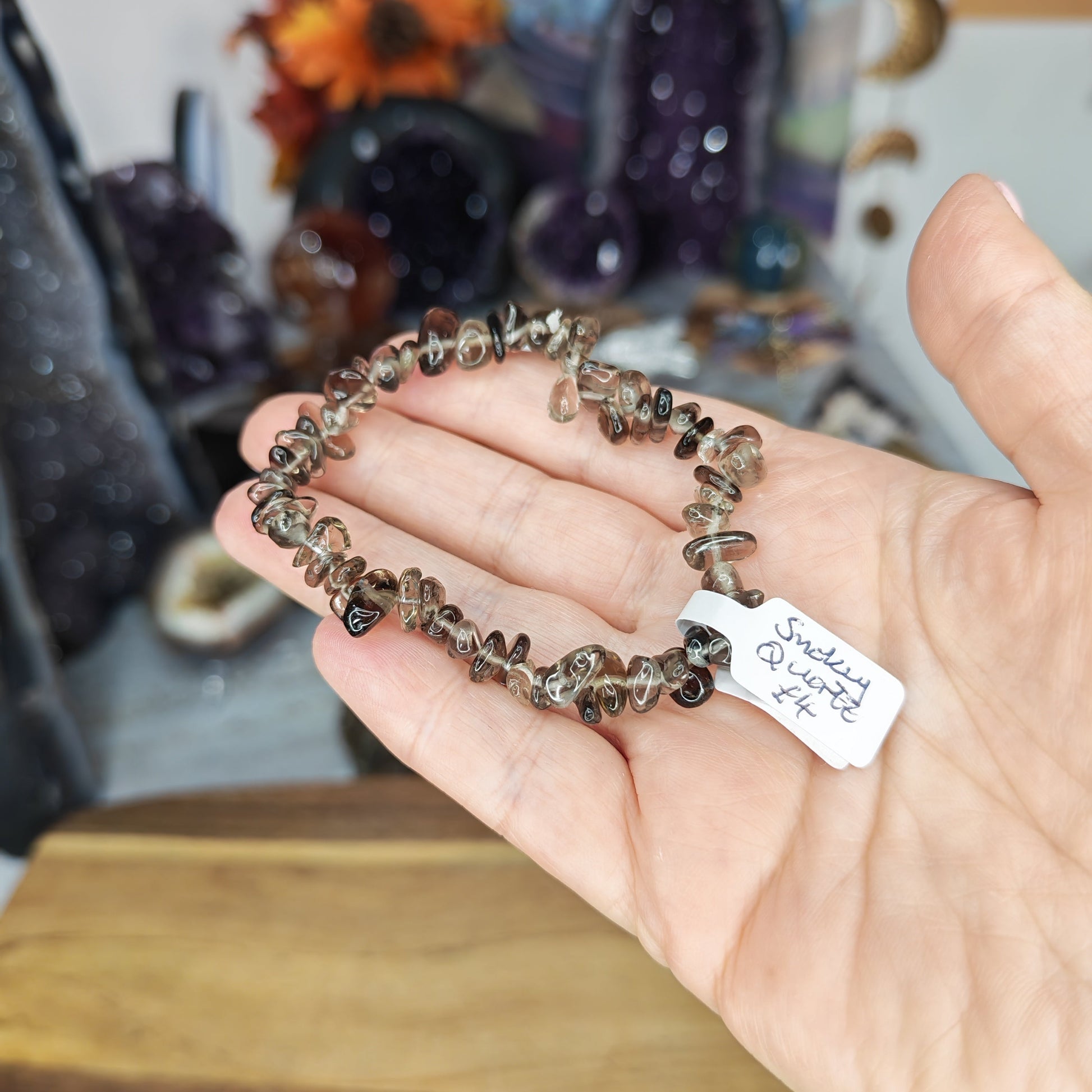 Brown Smokey Quartz Chip Bracelet