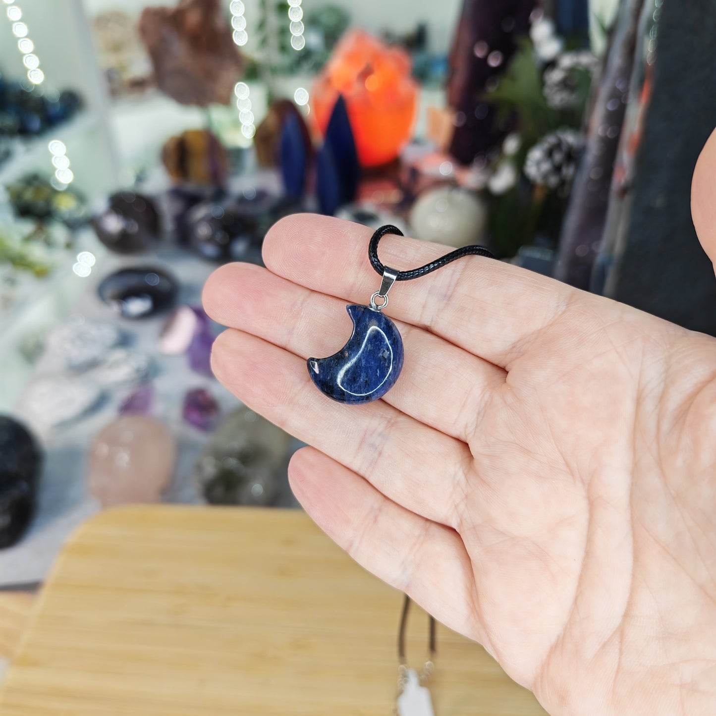 Sodalite Crystal Moon Necklace