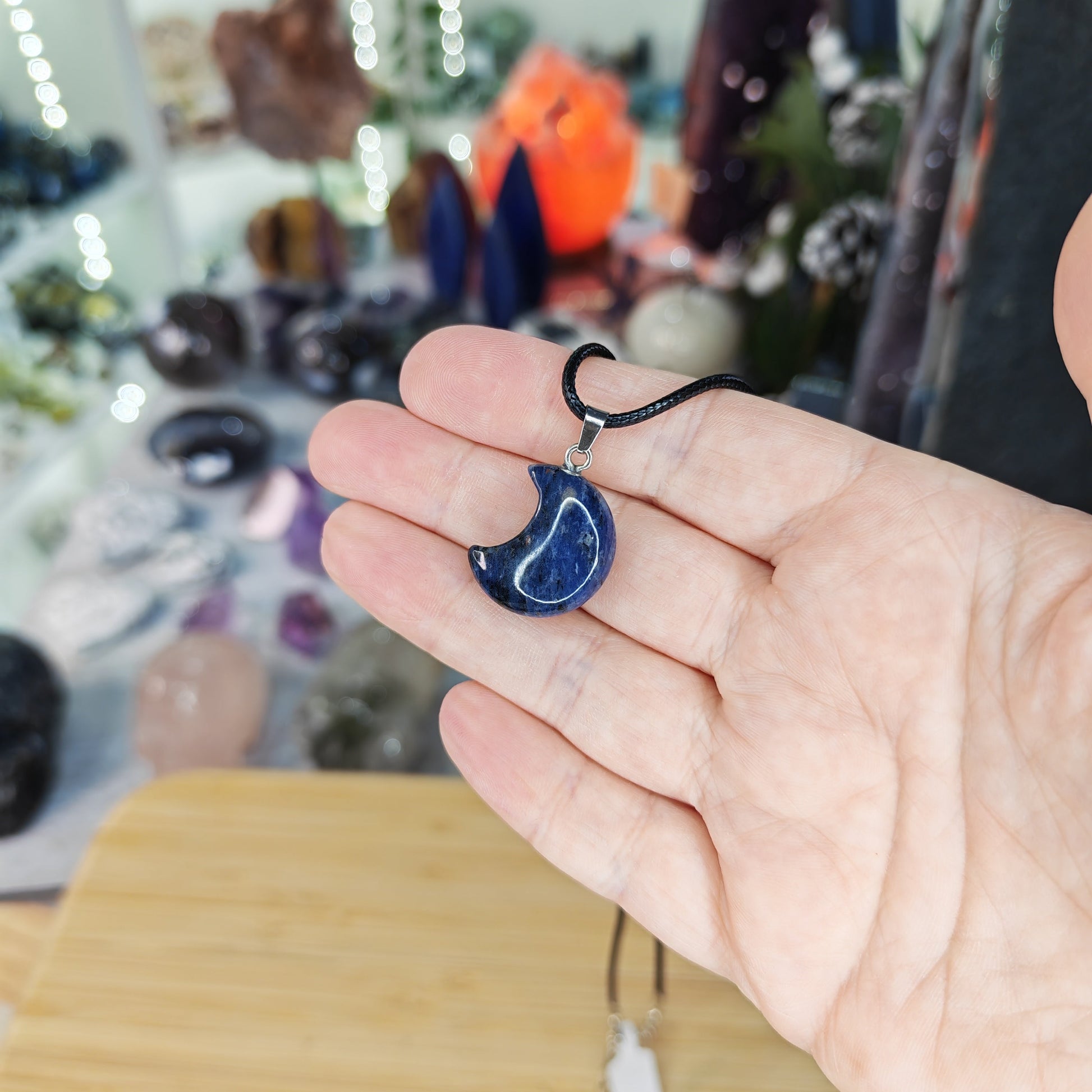 Sodalite Crystal Moon Necklace