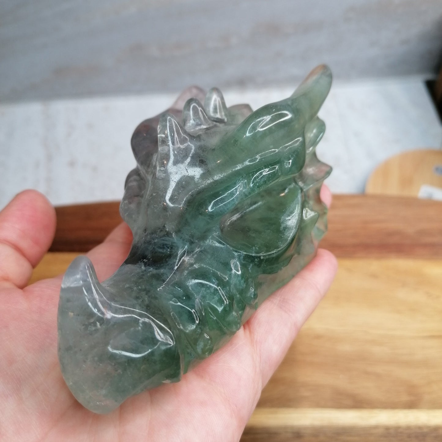 Stunning Large light purple and green crystal Dragon Head