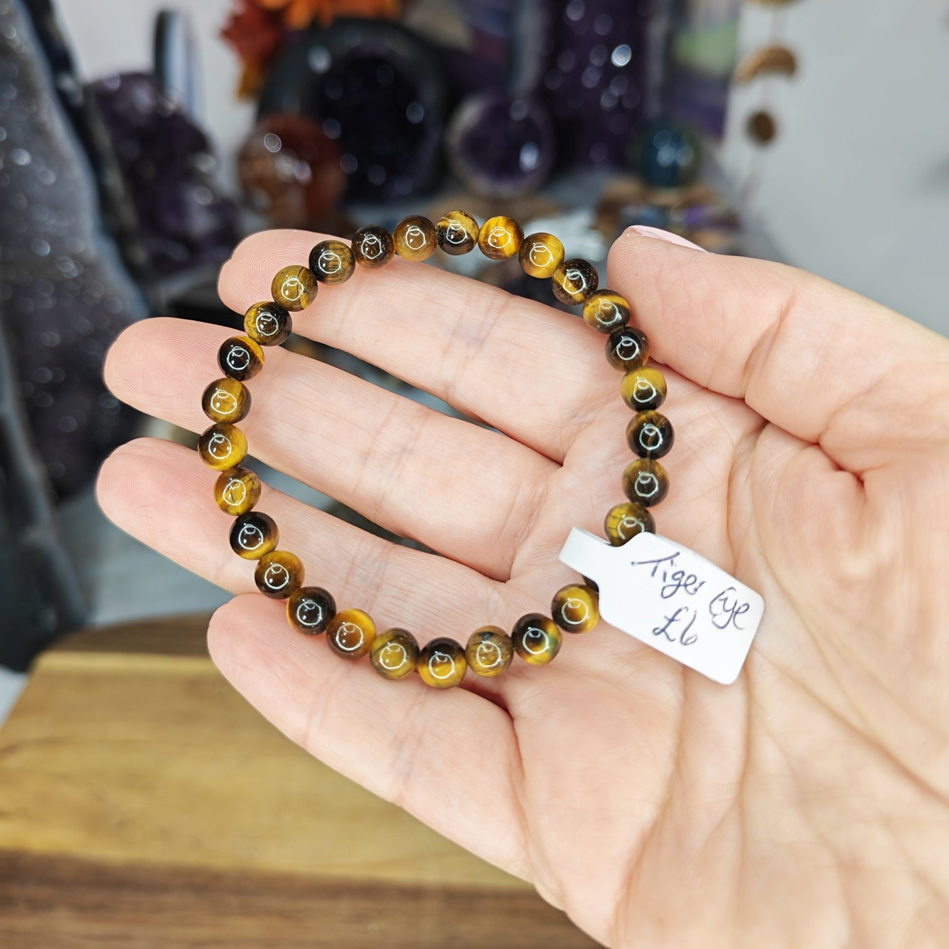 Gold and Brown Tiger Eye 6mm Bead Bracelet