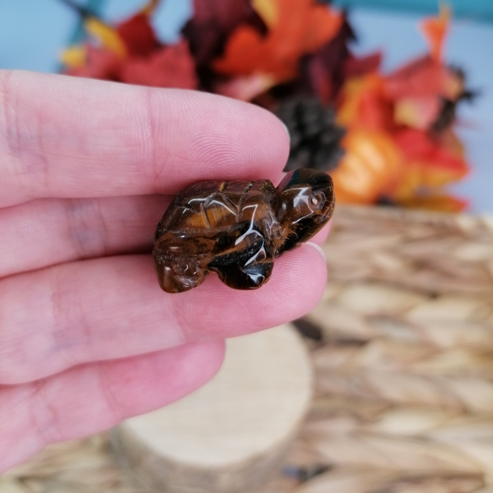 gold and brown tigers eye turtle crystal animal