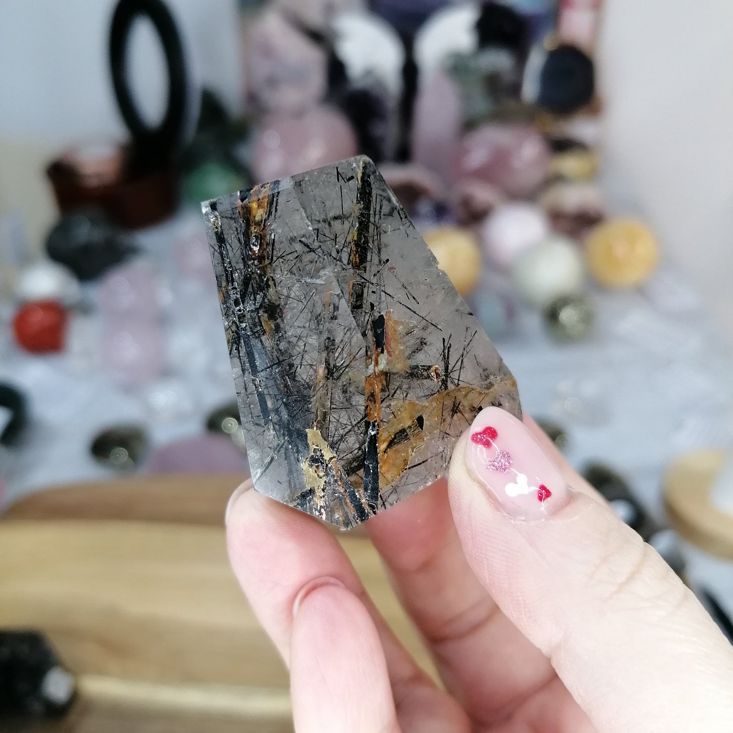 Black tourmaline needles in clear quartz freeform Option B