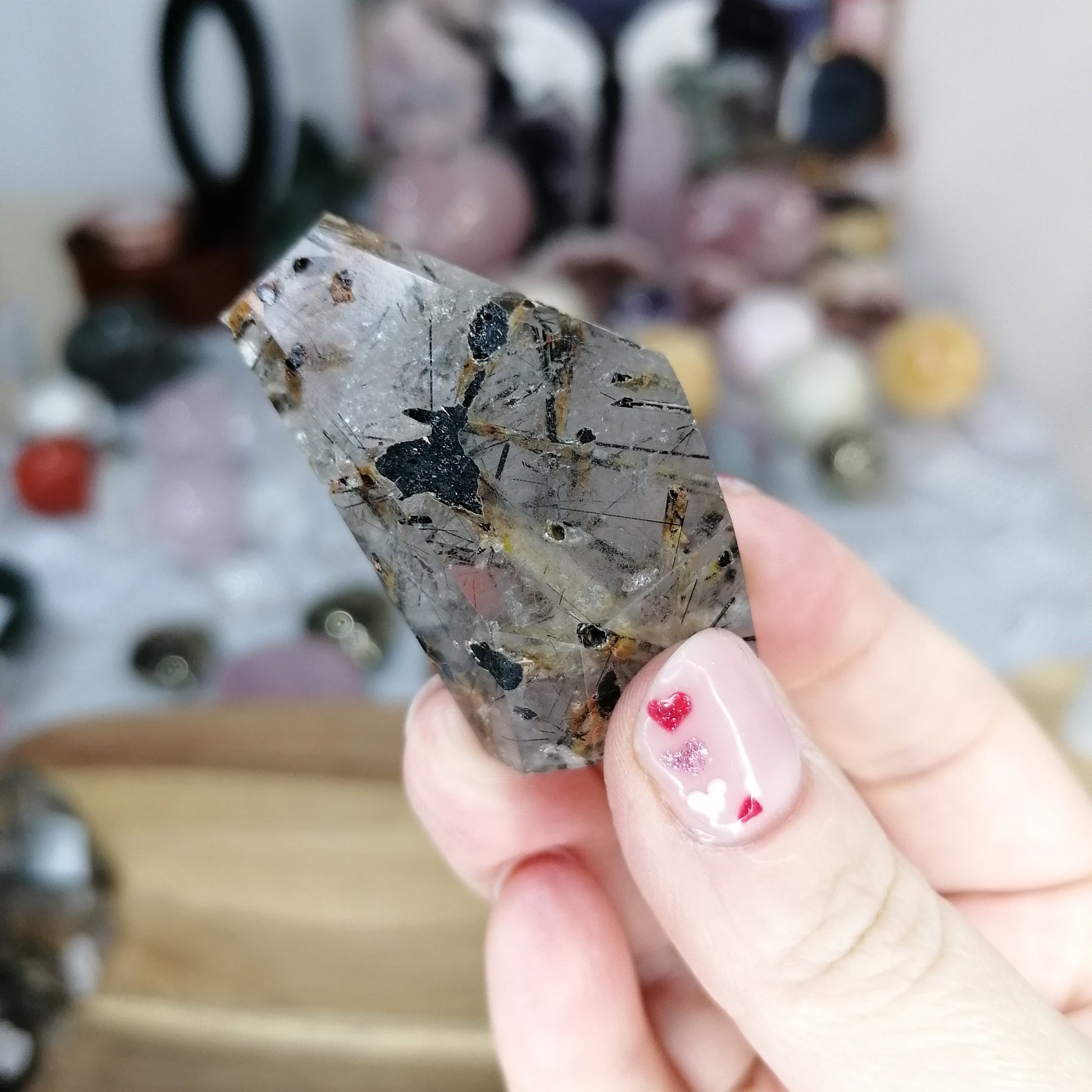 Black Tourmaline in Clear Quartz Freeform Option D