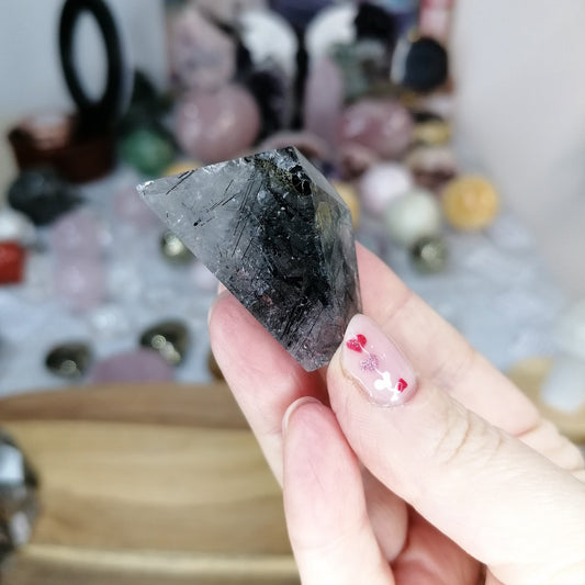 black tourmaline rutile in quartz freeform option F