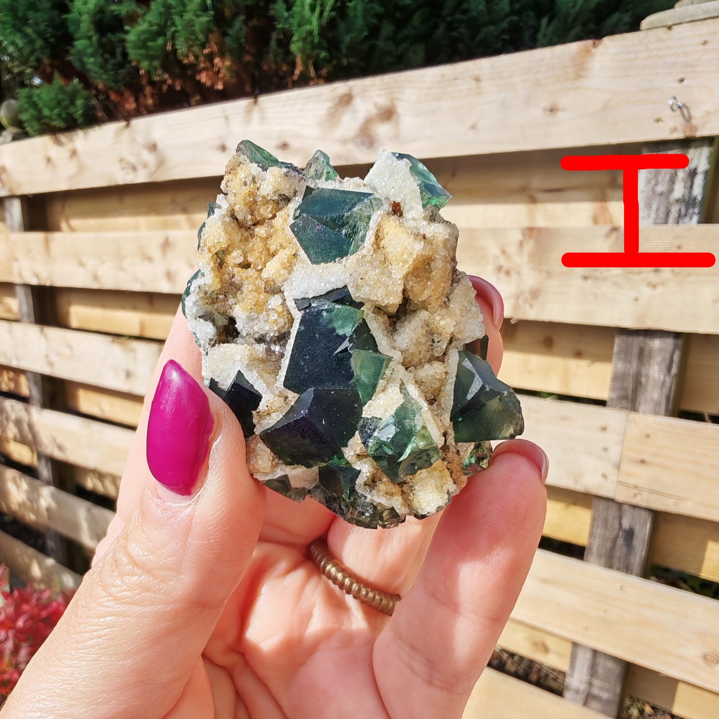 UK Fluorite Druzy Dreams Pocket with green fluorite and golden yellow quartz