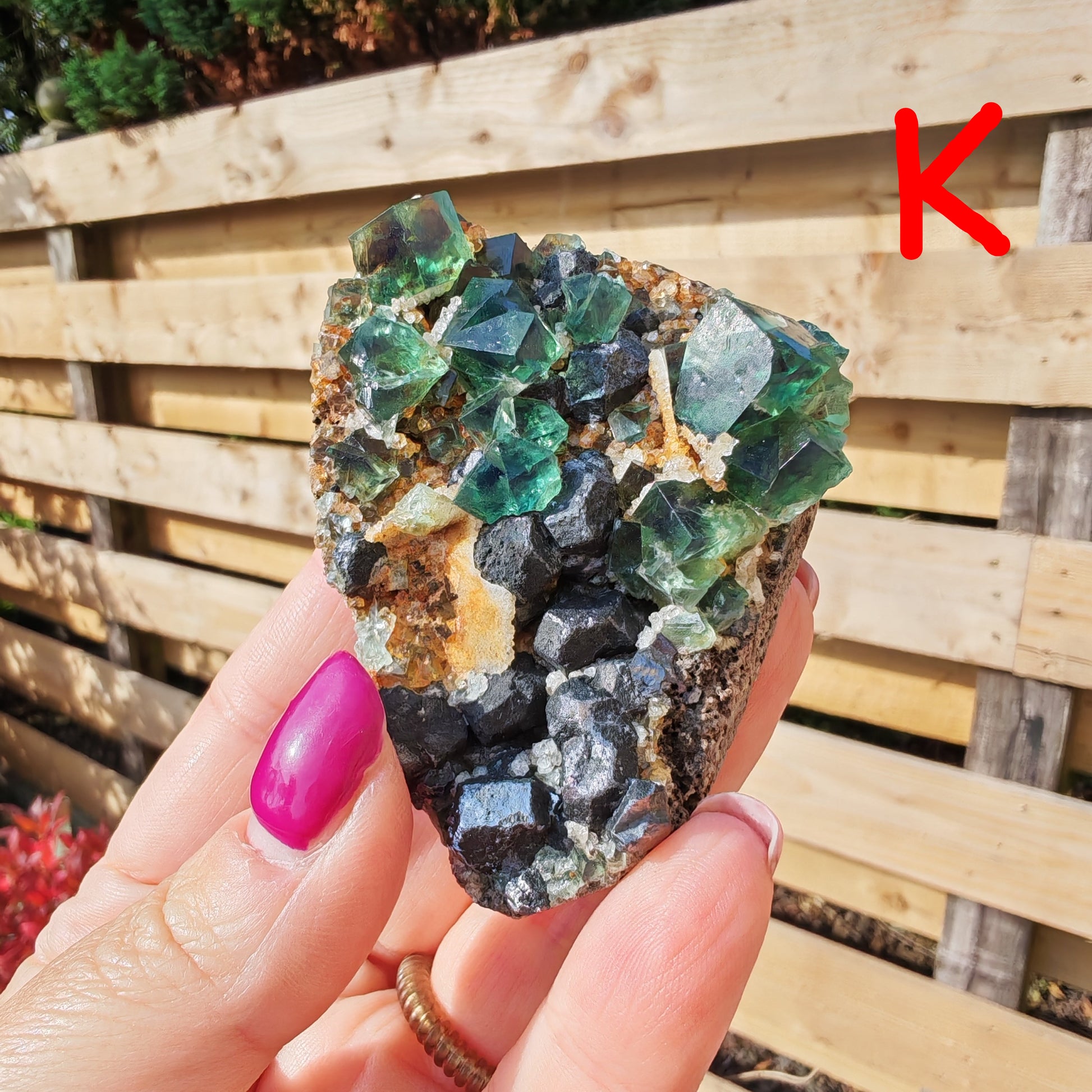 UK Fluorite Druzy Dreams Pocket with green fluorite, yellow quartz and silver galena