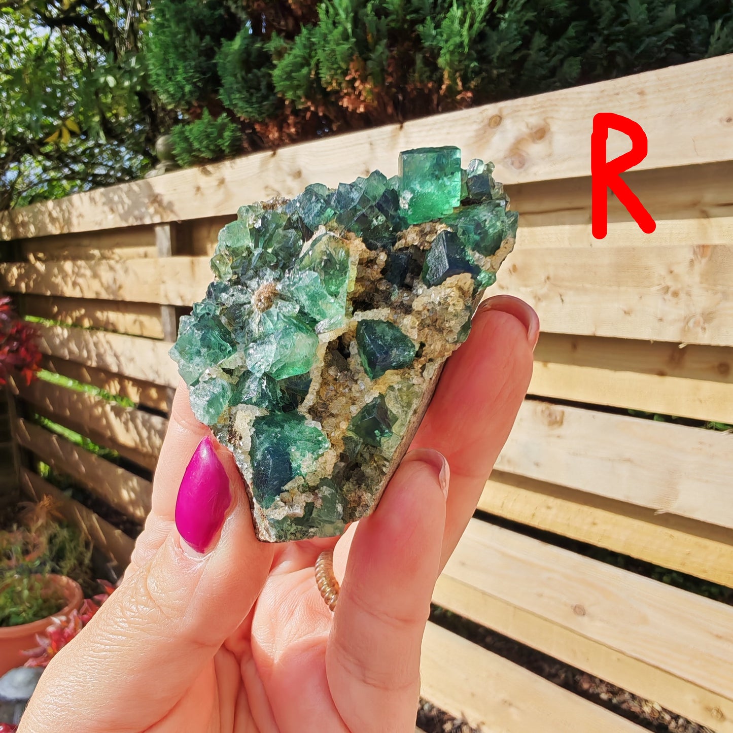 UK Fluorite Druzy Dreams Pocket with green fluorite and quartz with a yellow hue