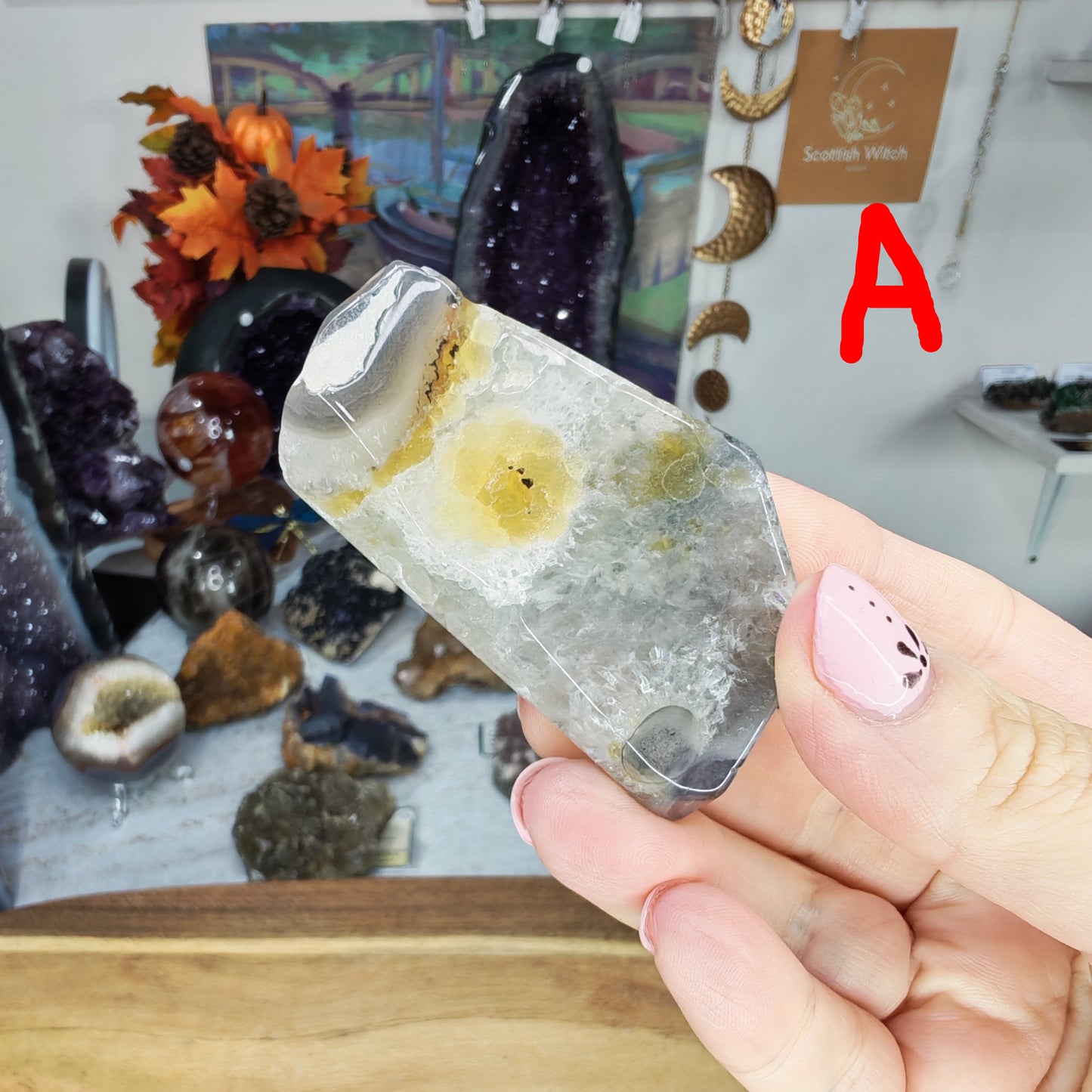 White, Grey and Yellow Volcano Agate Freeform