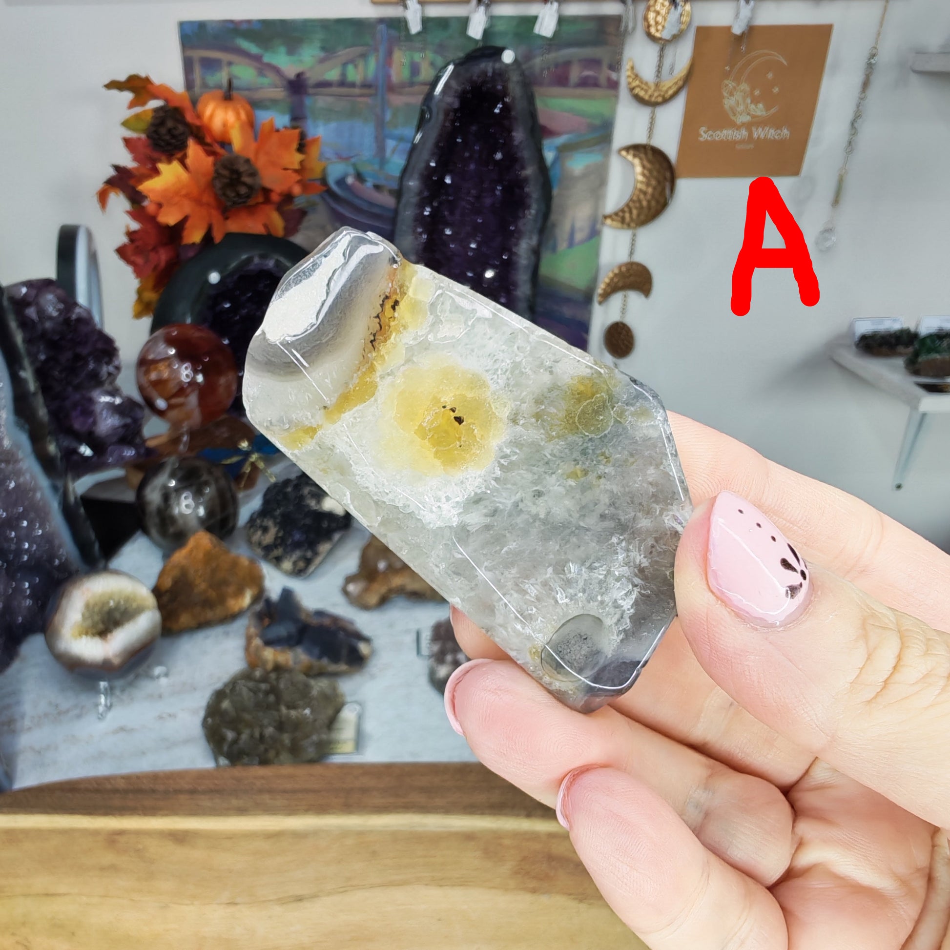 White, Grey and Yellow Volcano Agate Freeform