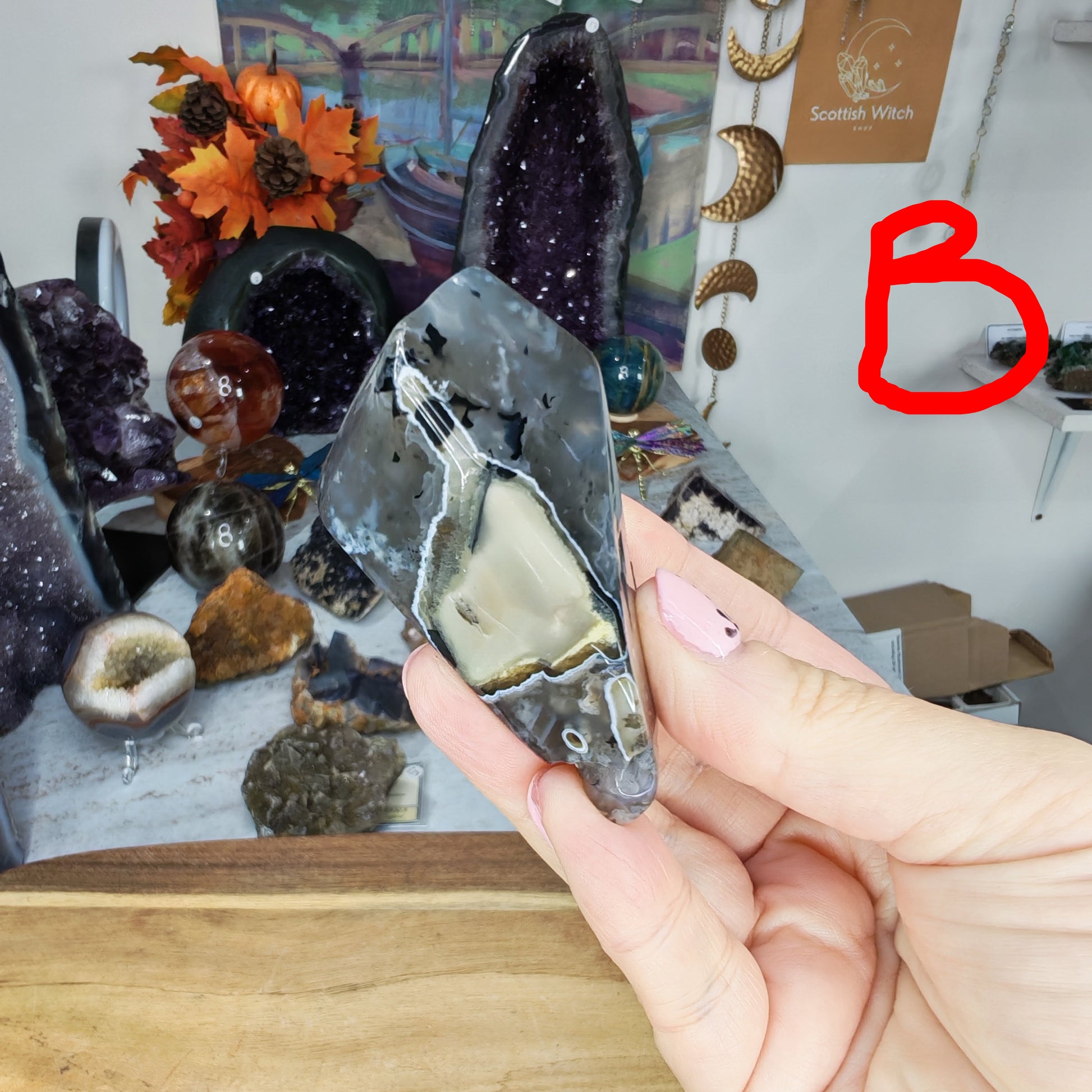Black, Grey and Yellow Volcano Agate Freeform