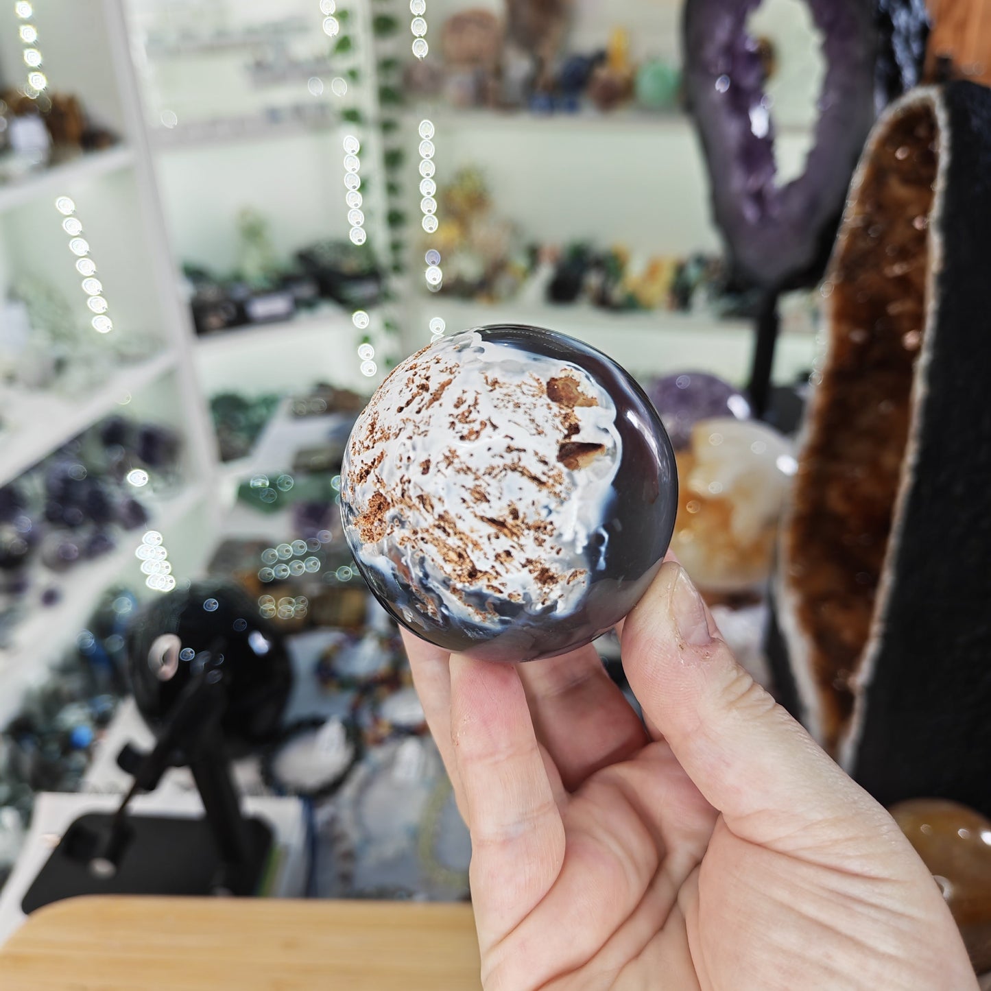 White Orca Agate Sphere