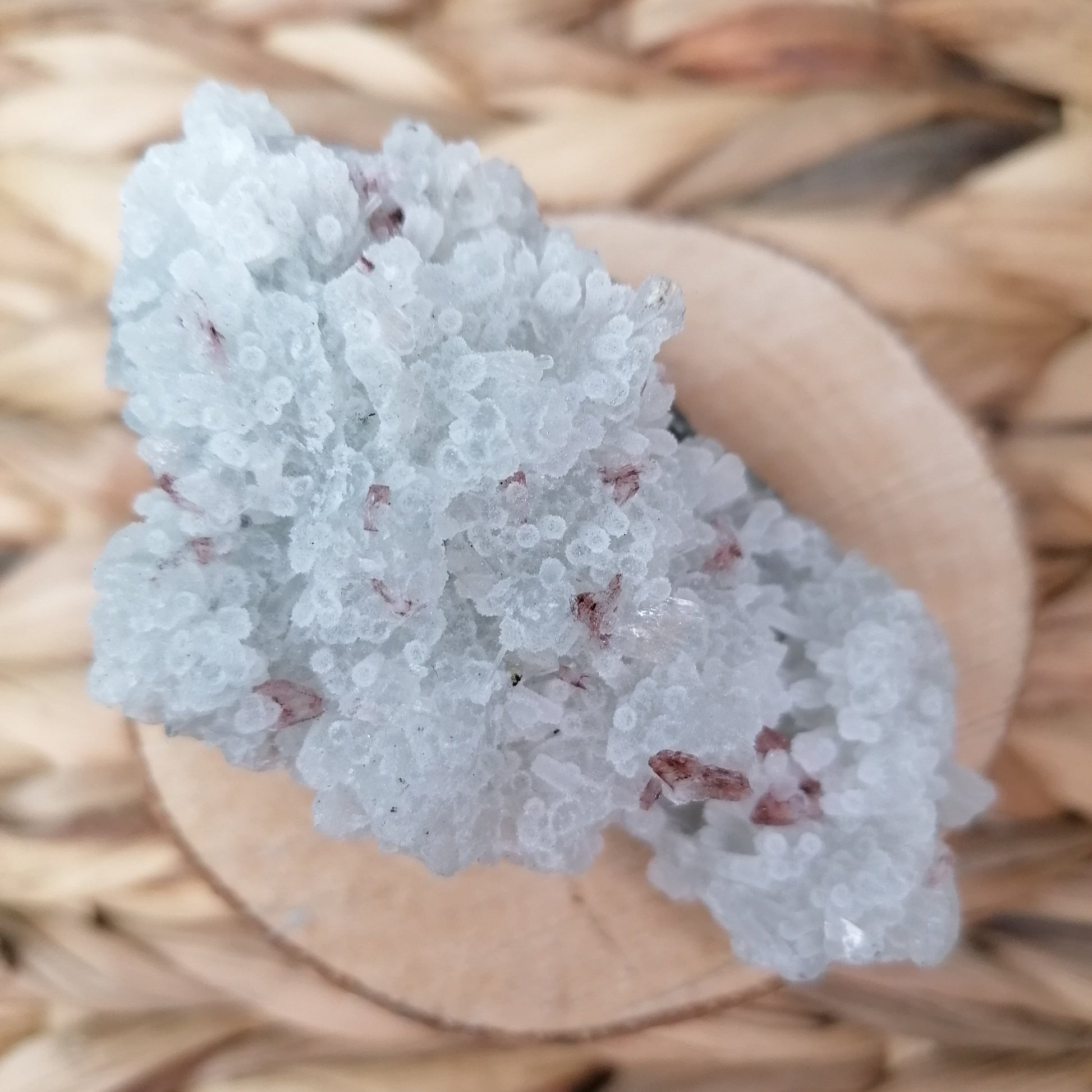 White Zeolite Cluster Formation with Red inclusions