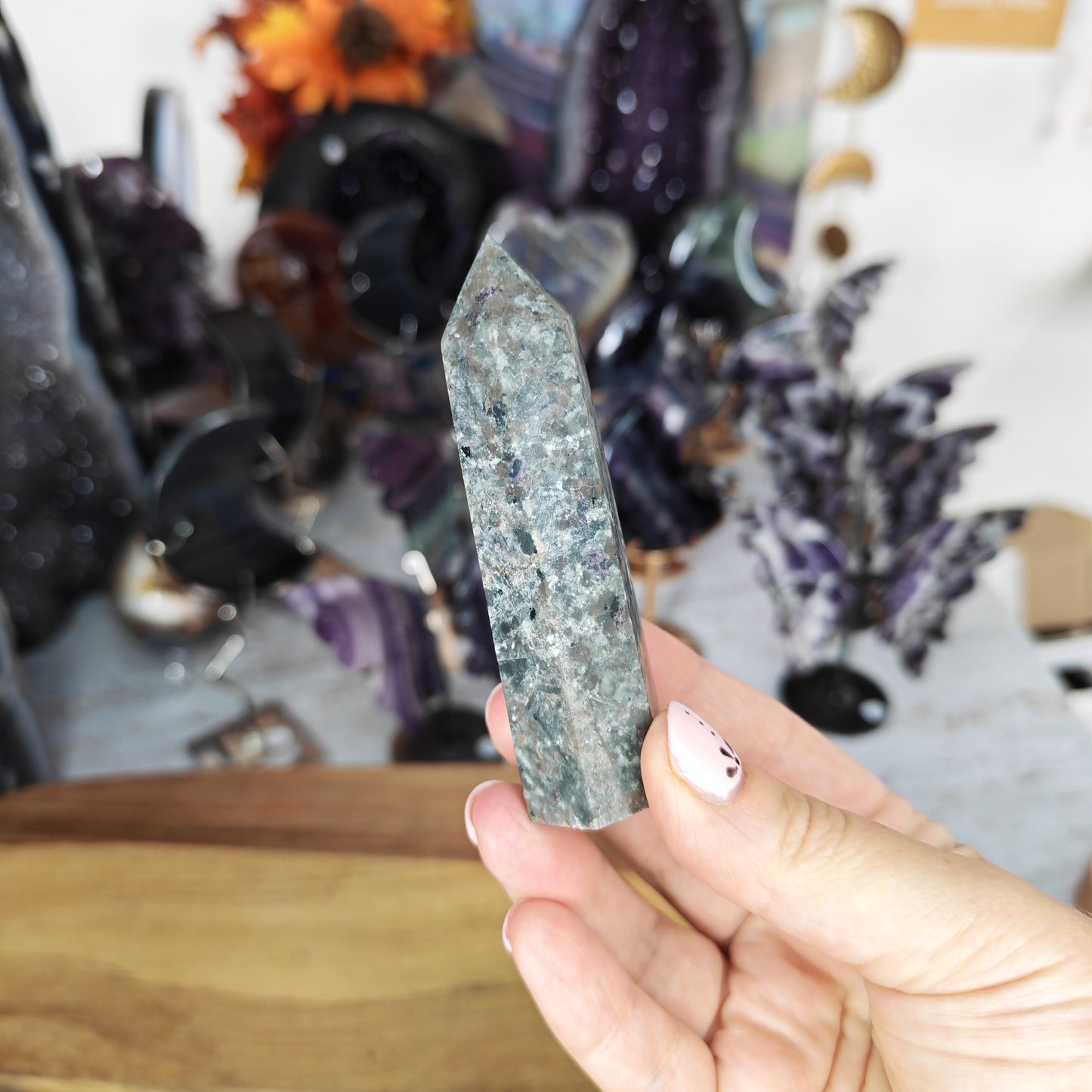 Grey Yooperlite Tower with Orange UV Reaction