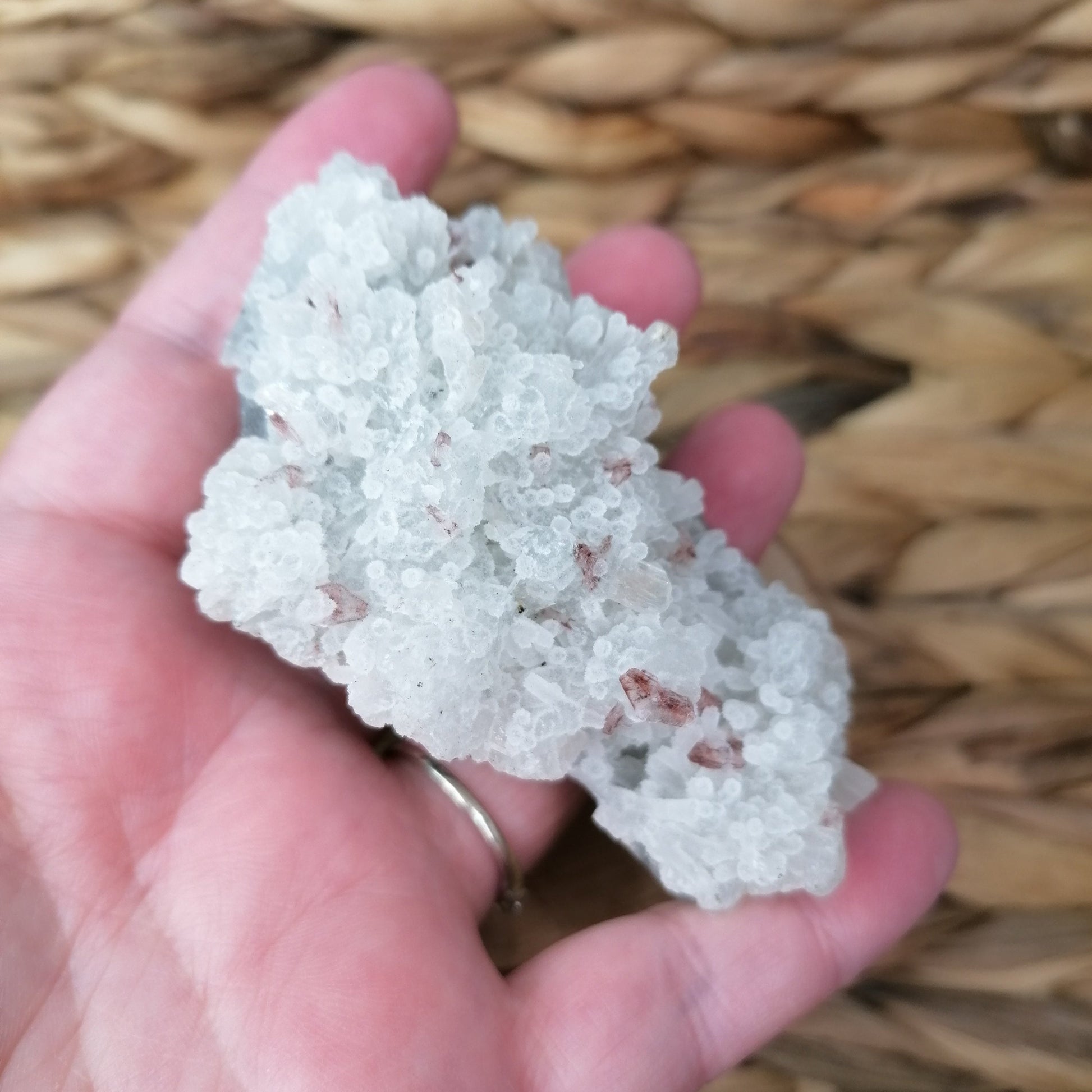 Zeolite Cluster with white crystal and red inclusions