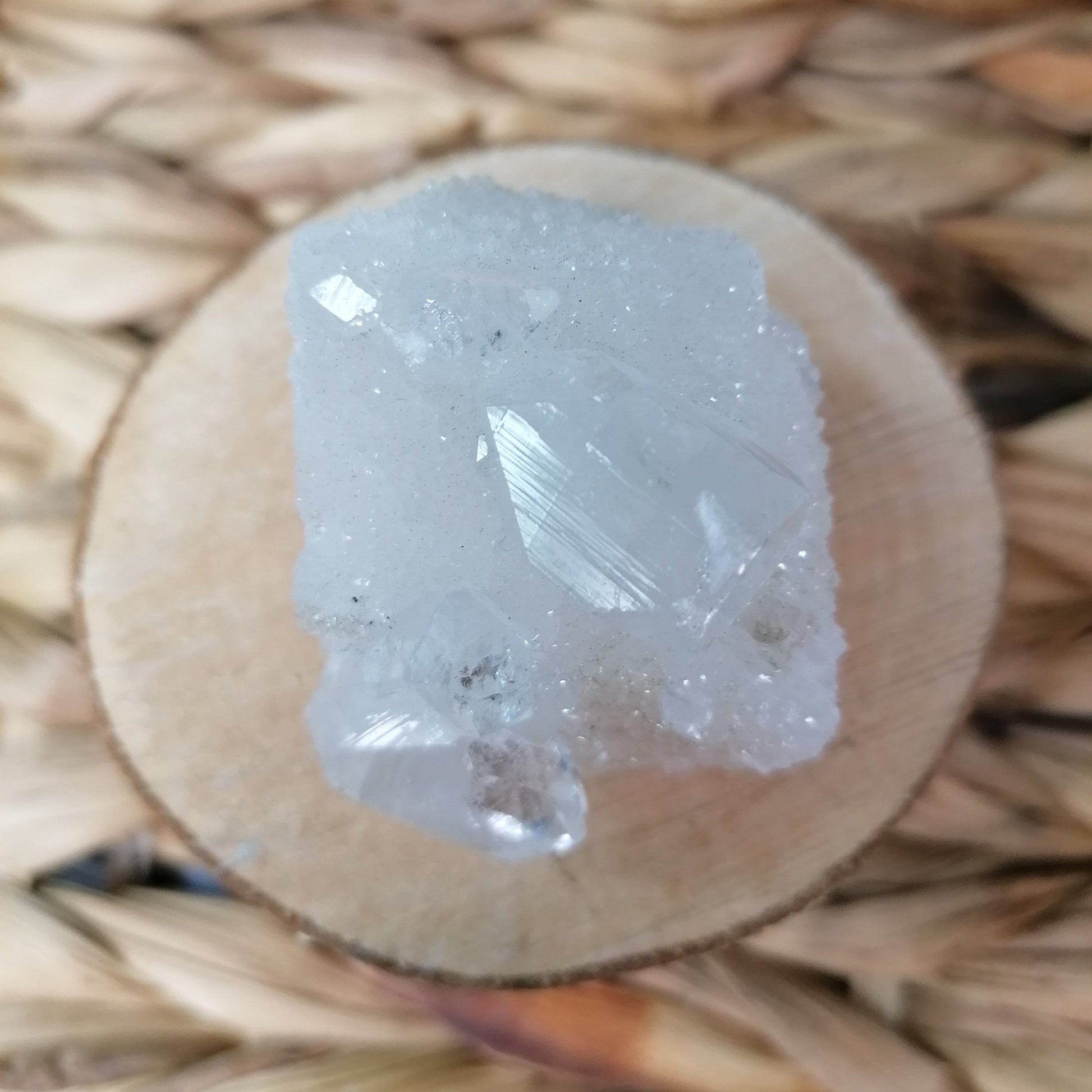 zeolite cluster with white crystal frosting and clear crystal points