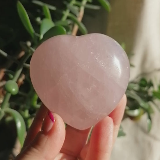 Large Pink Rose Quartz Crystal Heart