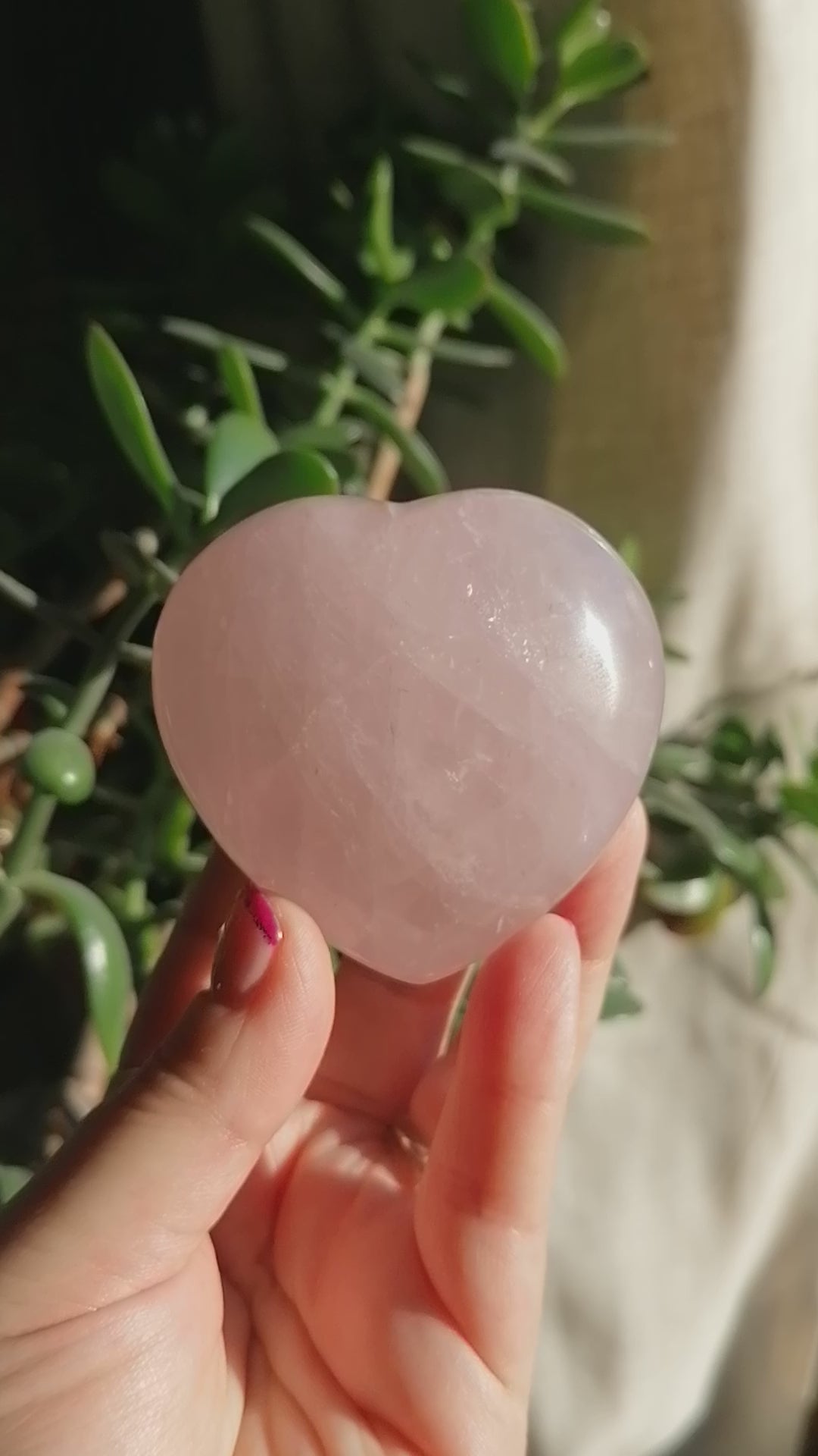 Large Pink Rose Quartz Crystal Heart