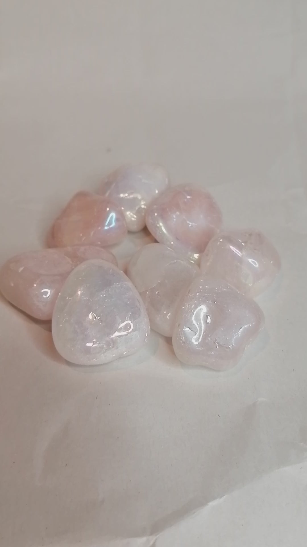 short video of the pink aura rose quartz tumble crystals