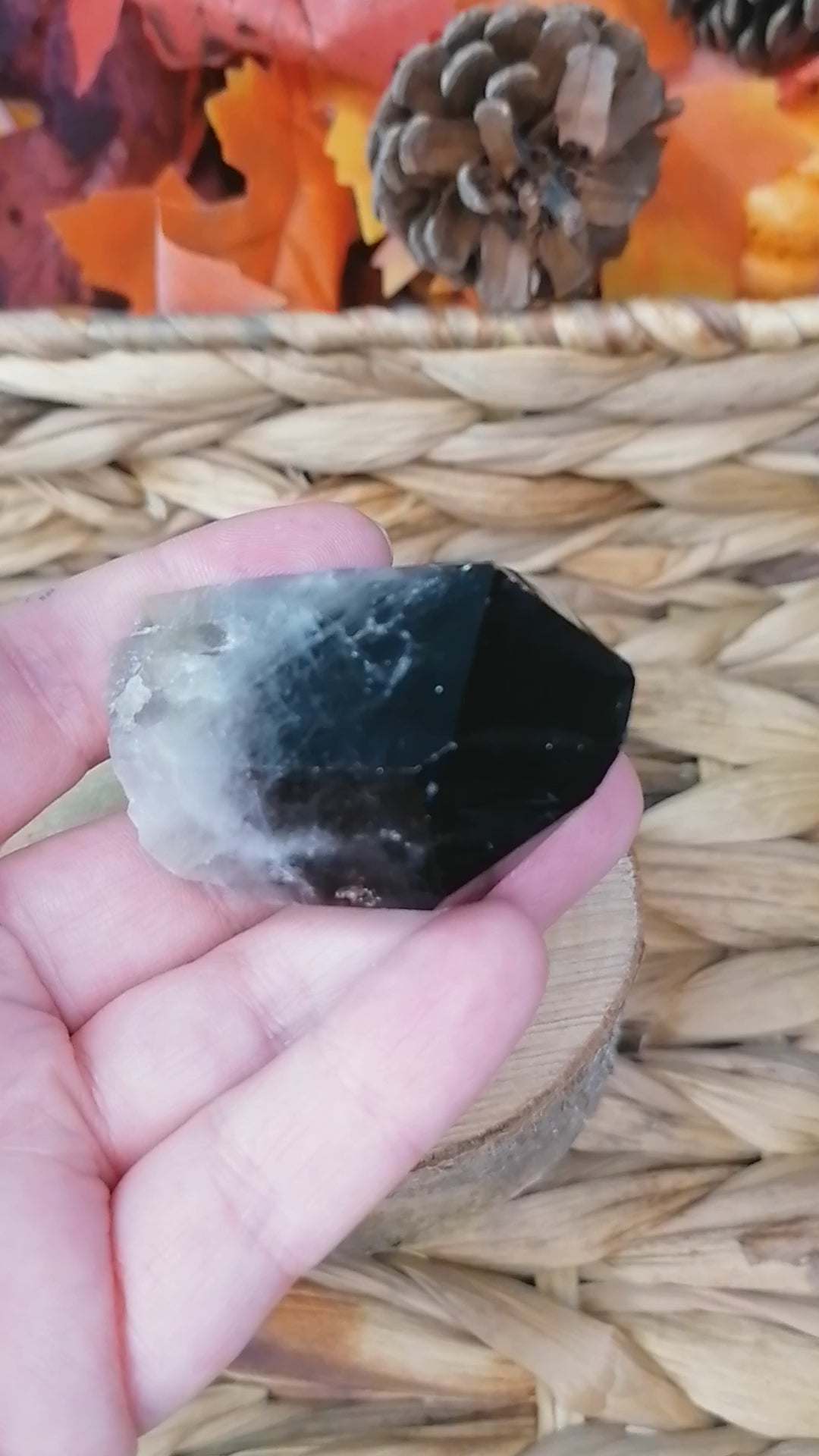 chunky smokey quartz point in the light