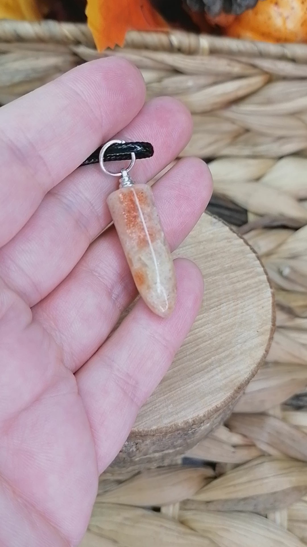 Sunstone Crystal Bullet Point Necklace