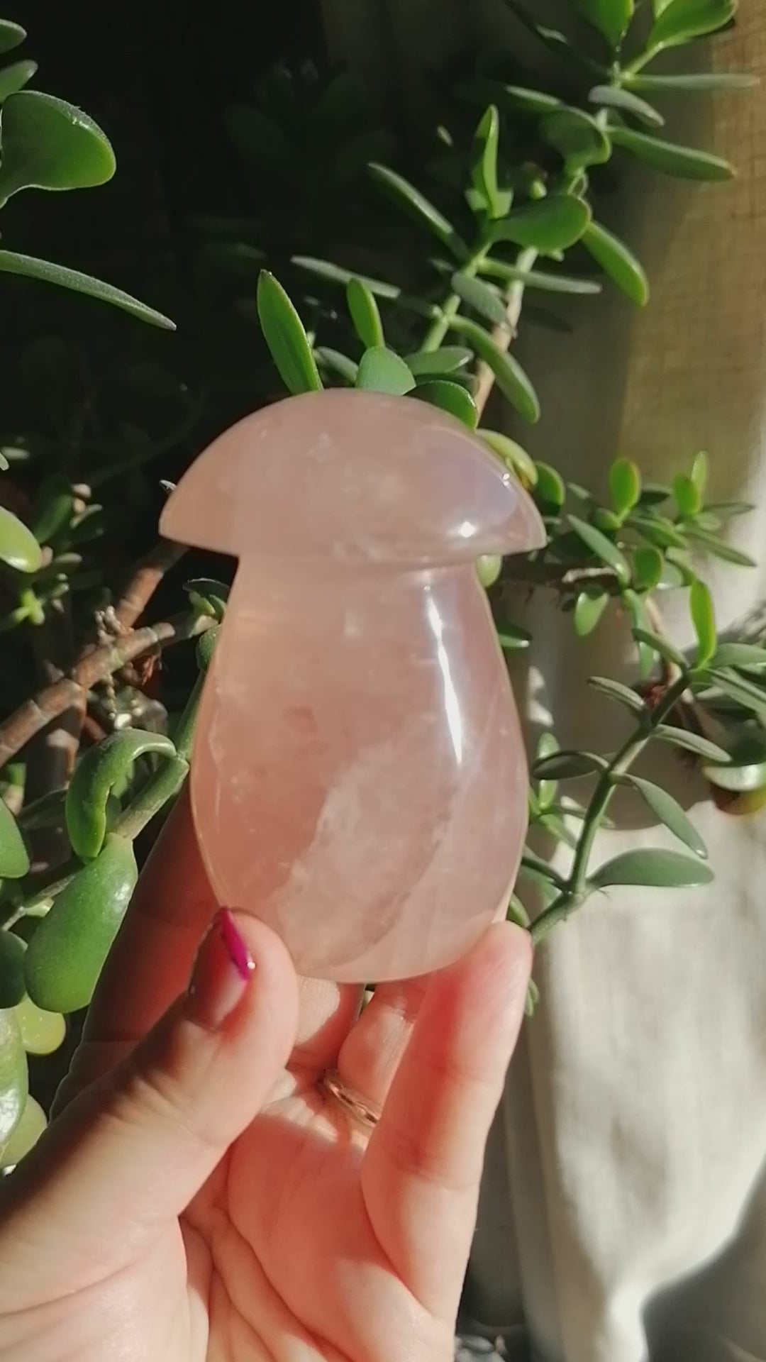 Large Pink Rose Quartz Crystal Mushroom